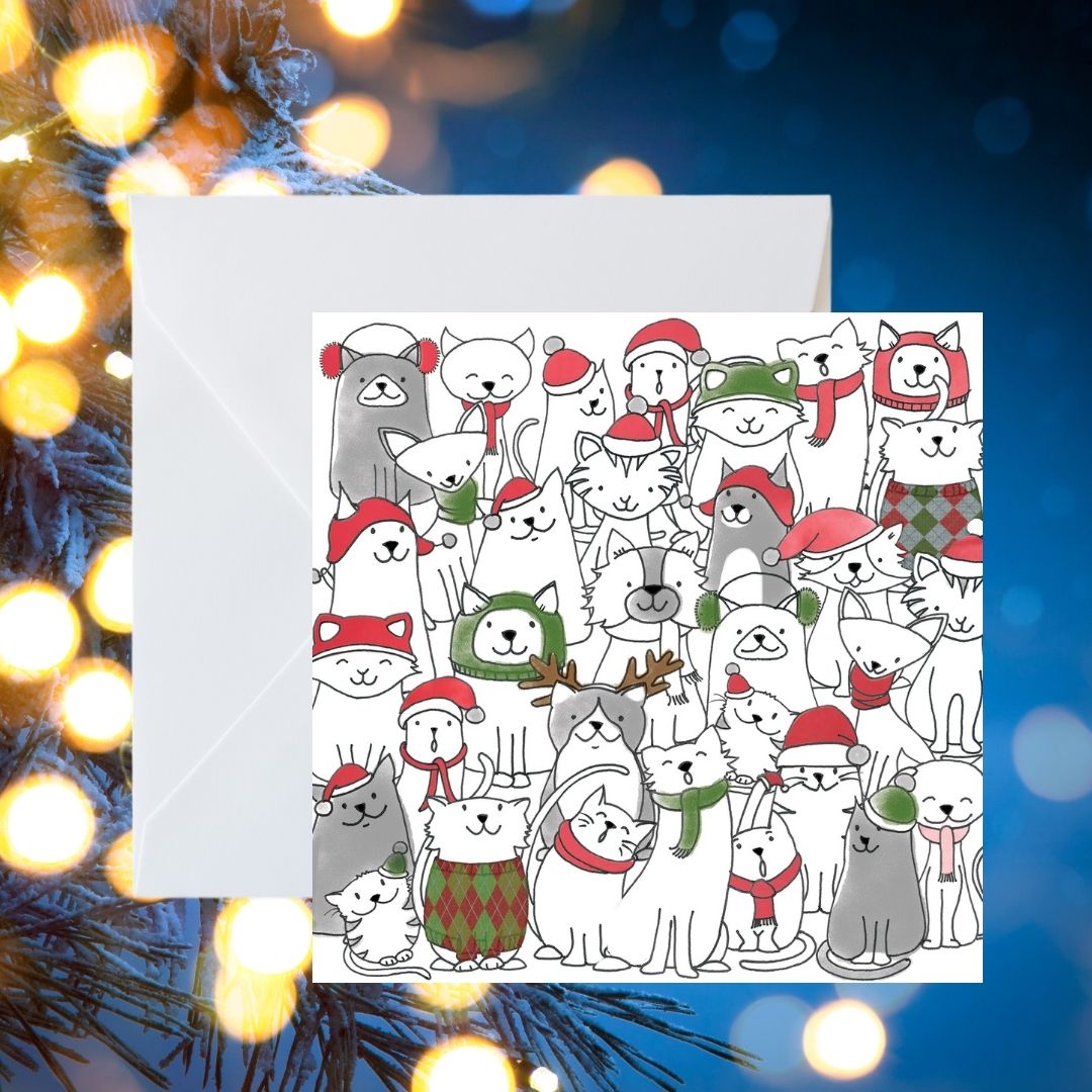 Crisis Christmas Cats Christmas Cards - Pack of 8
