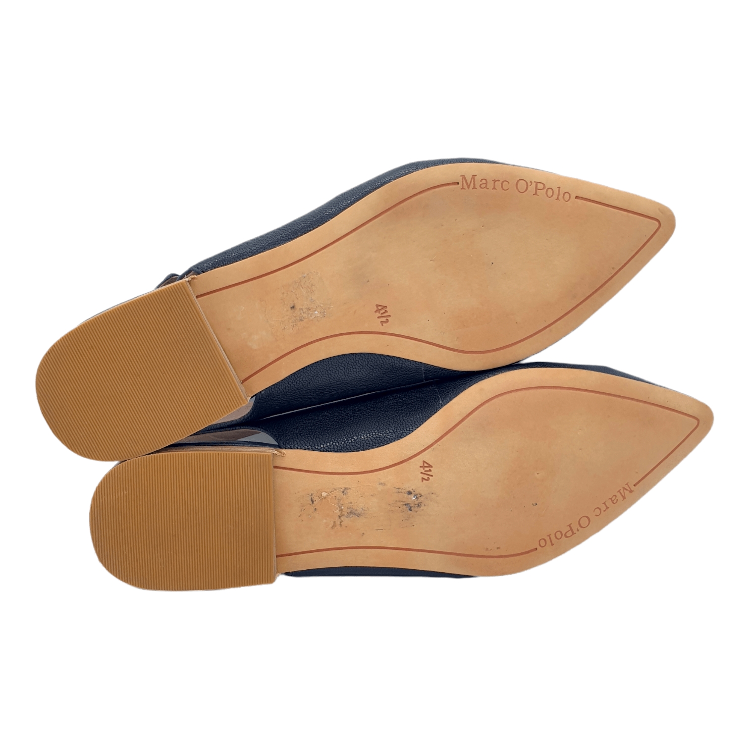 Marco O'Polo Navy Blue Leather Flat Slingback Shoes