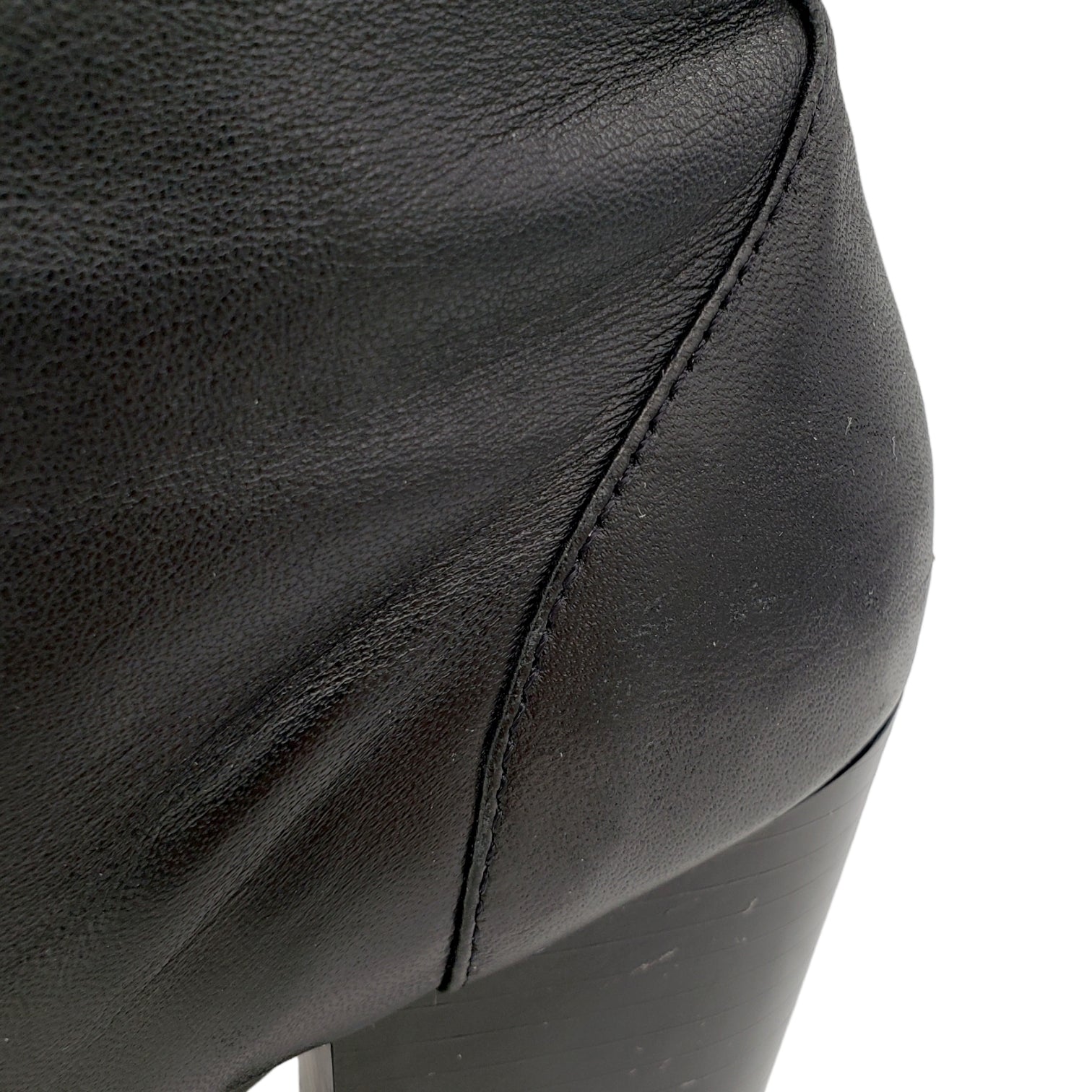 Zara Black Leather Heeled Ankle Boot
