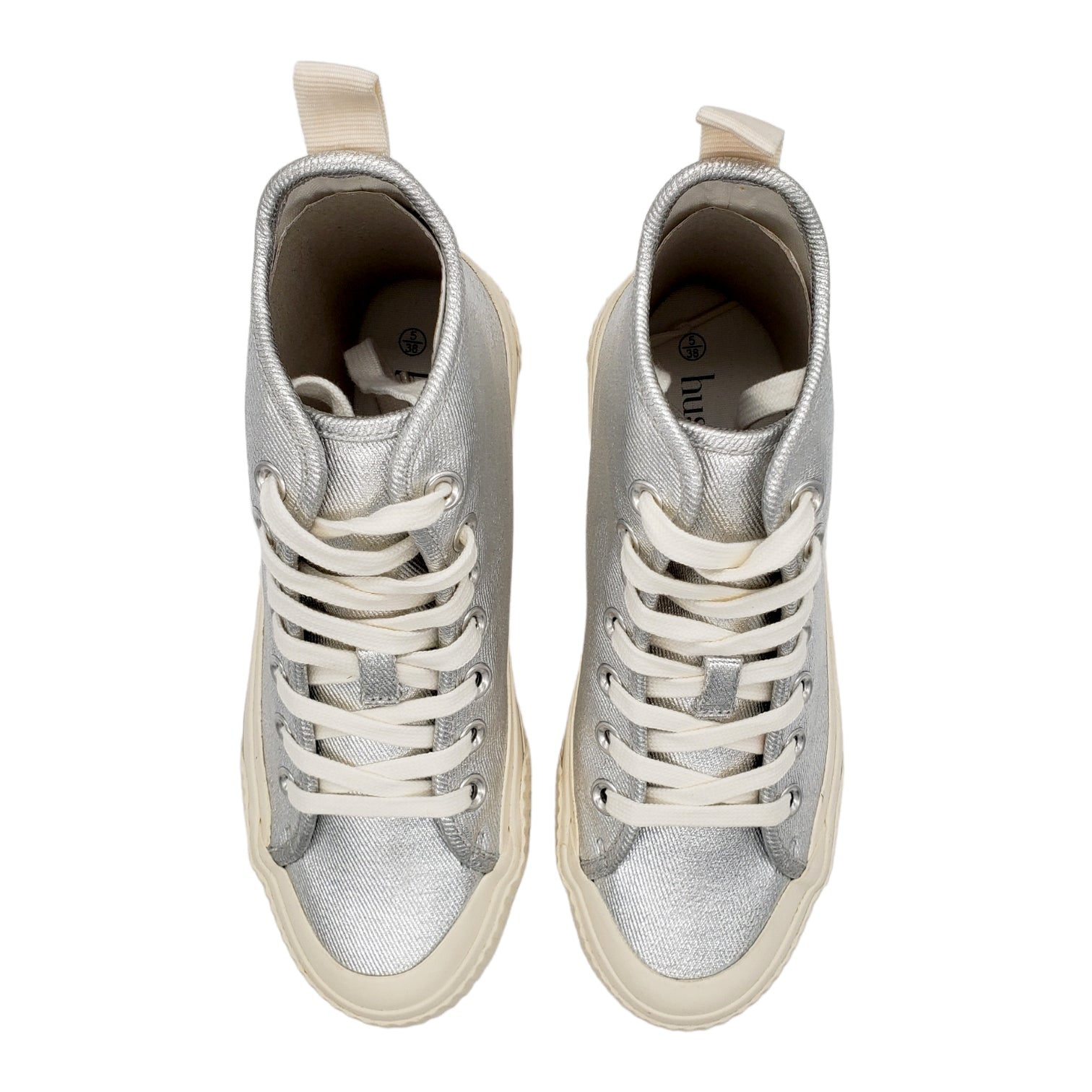 Hush Silver Skye Hi Top Trainers