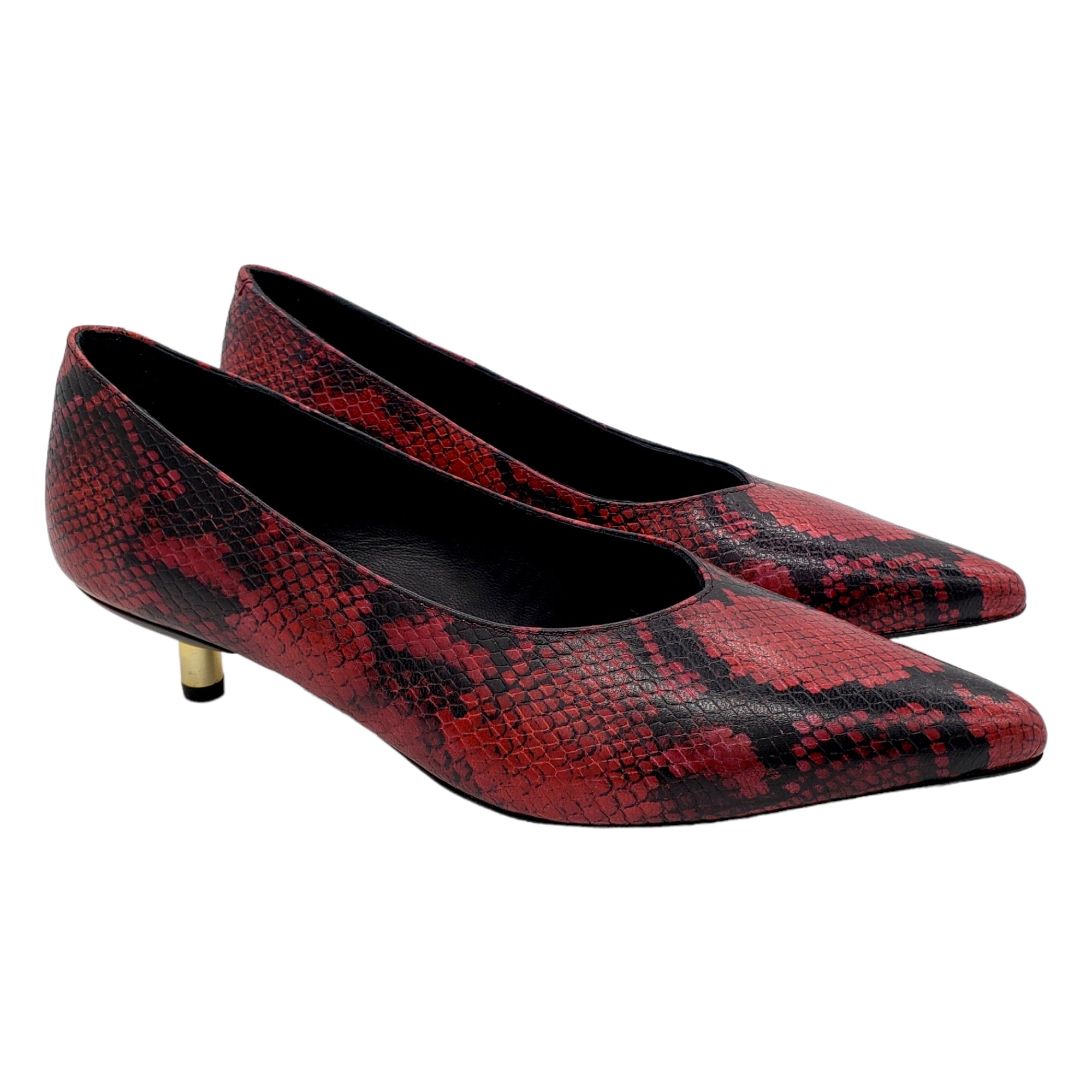 Red and black store kitten heel shoes