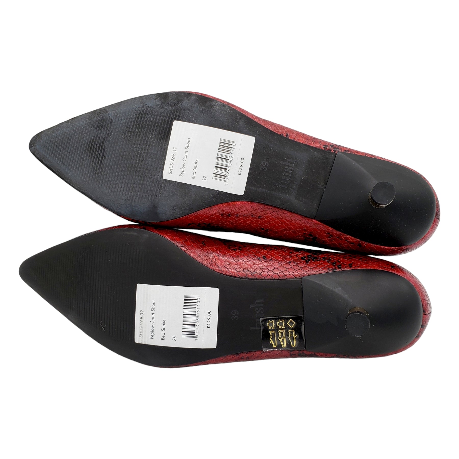 Hush Red Snake Peplow Court Shoes