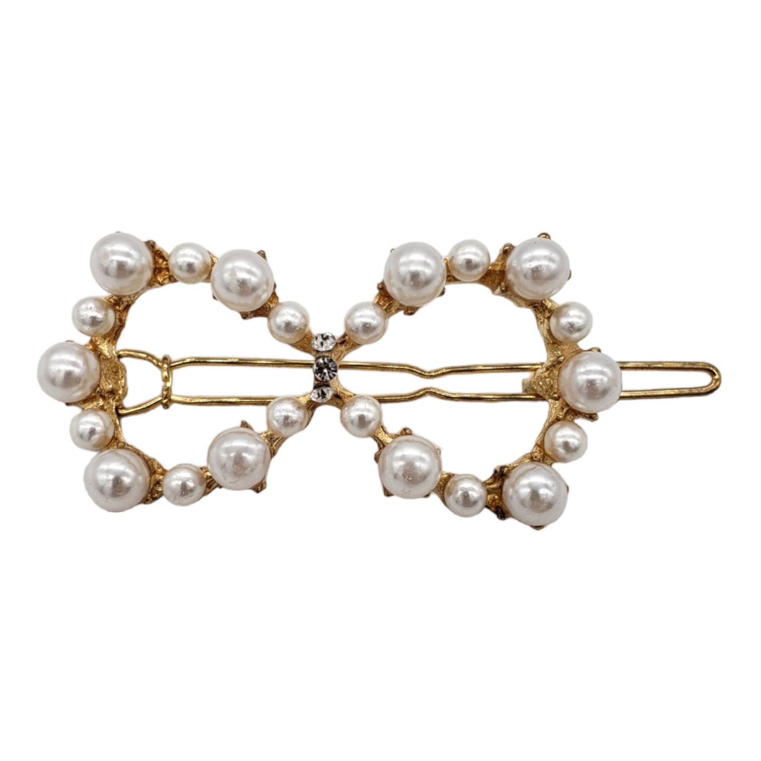Set of 4 Pearl & Gold Hairclips