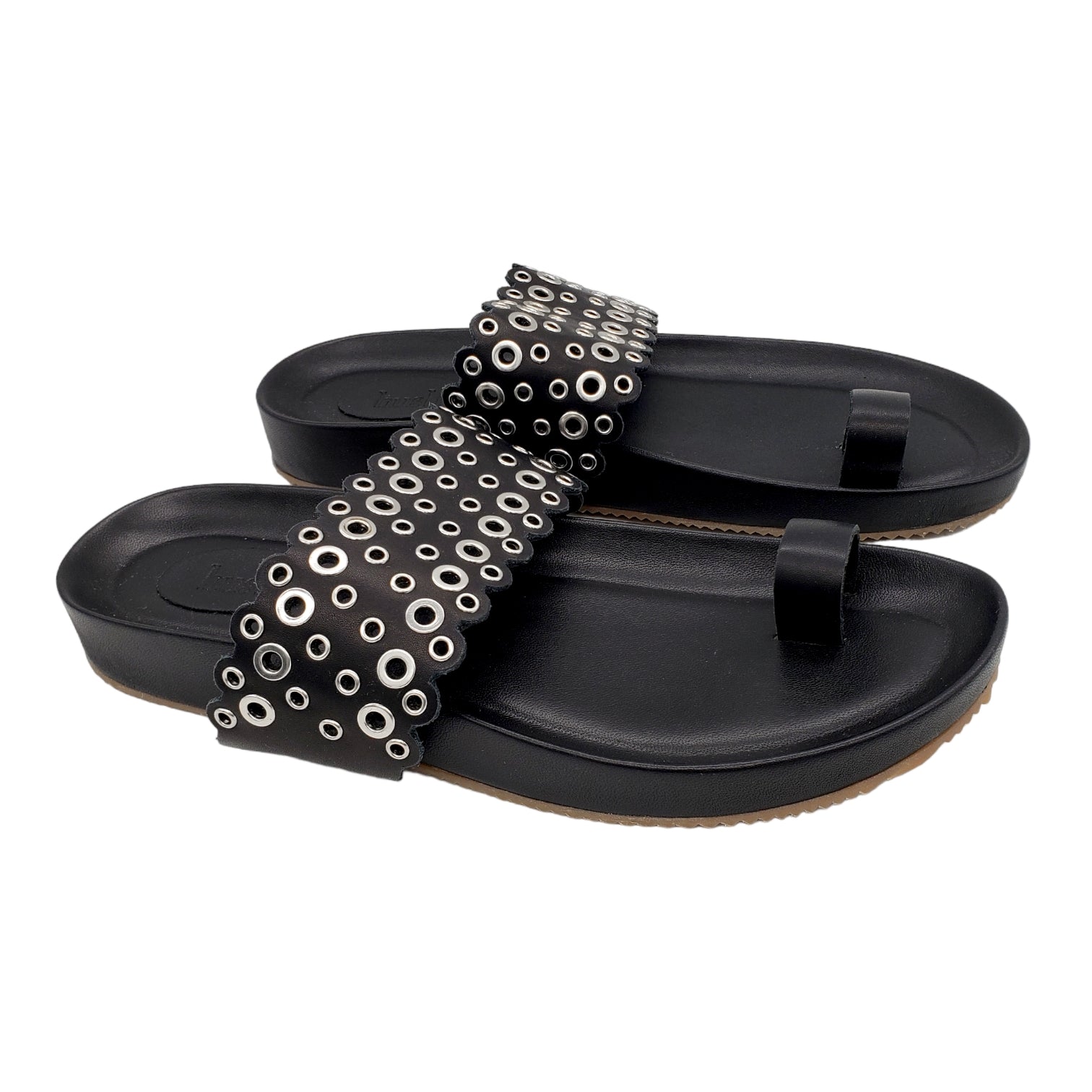 Hush Black Lisle Studded Sandals