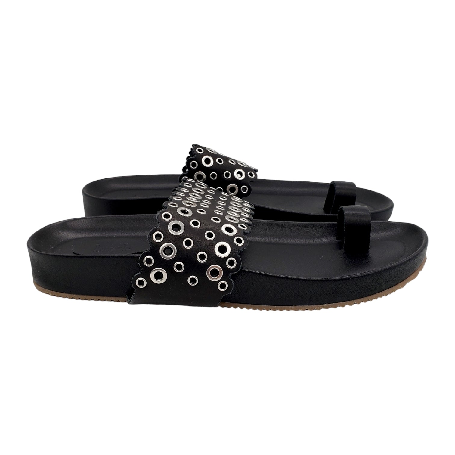 Hush Black Lisle Studded Sandals