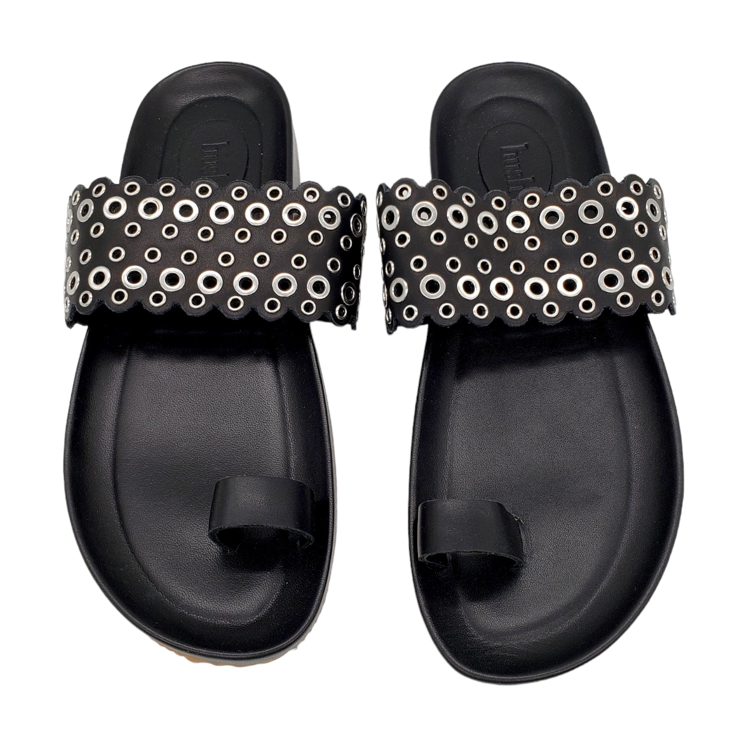 Hush Black Lisle Studded Sandals