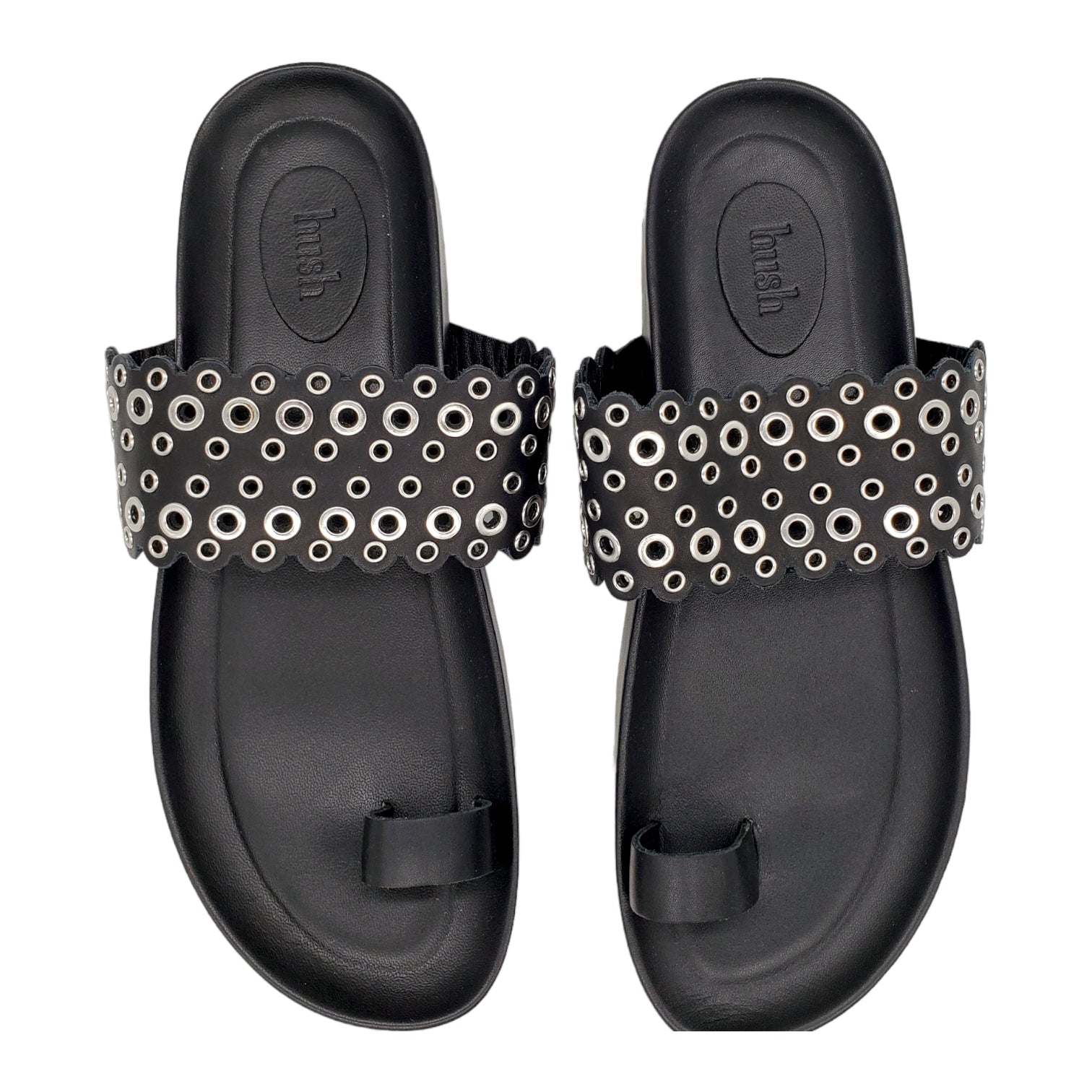 Hush Black Lisle Studded Sandals