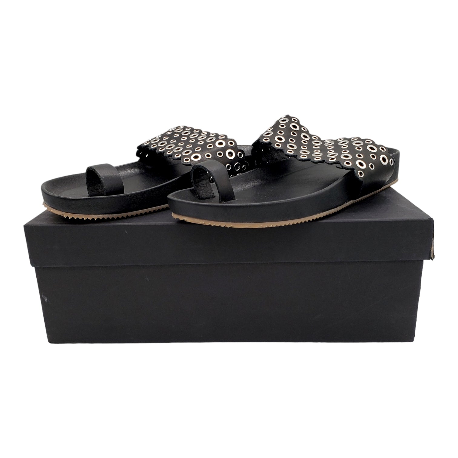 Hush Black Lisle Studded Sandals