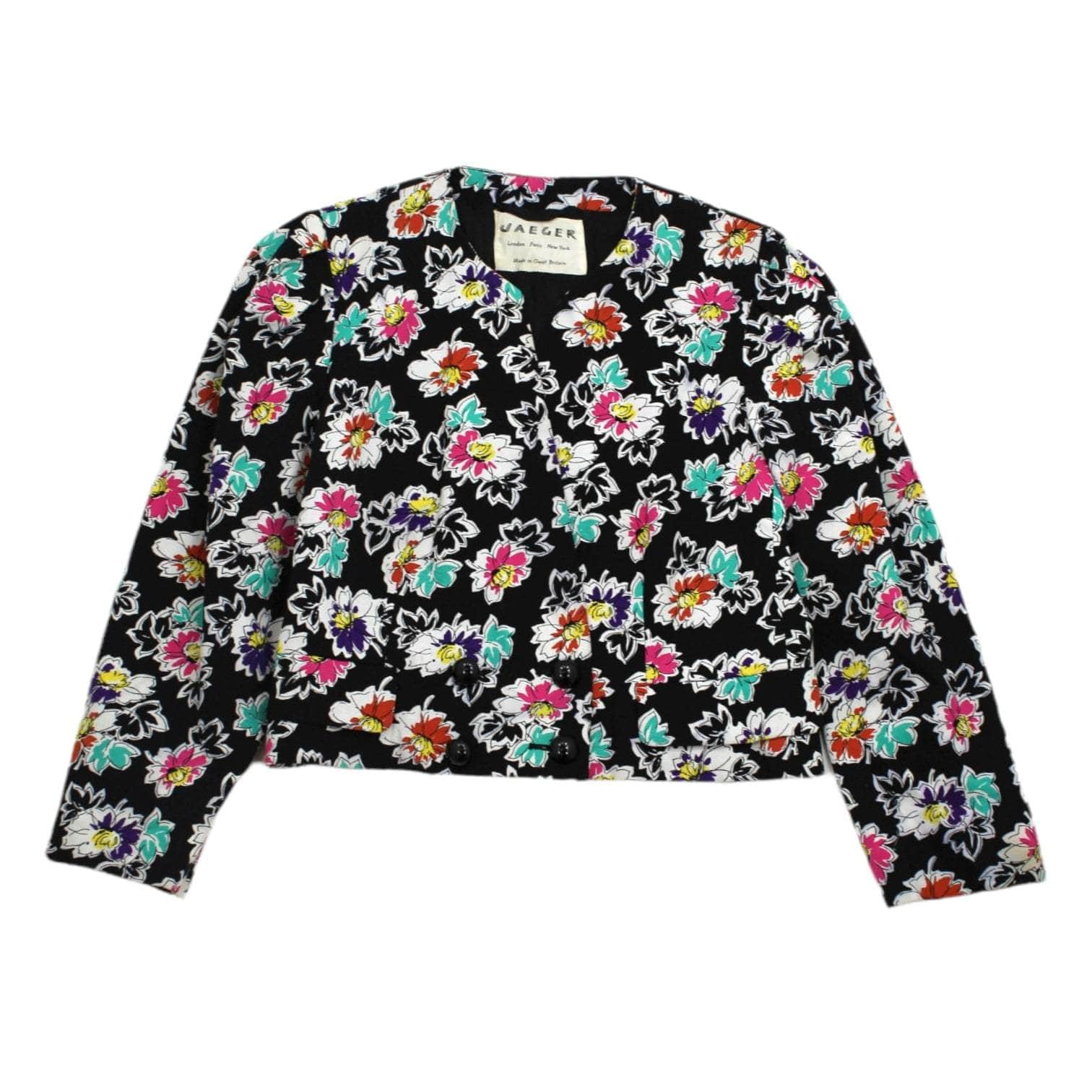 Jaeger Black Floral Cropped Jacket