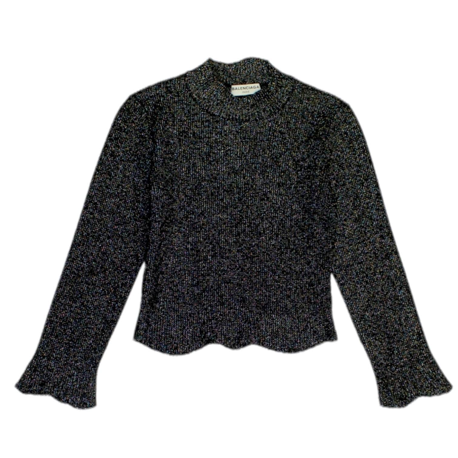Balenciaga Black with Lurex Skinny Rib Jumper