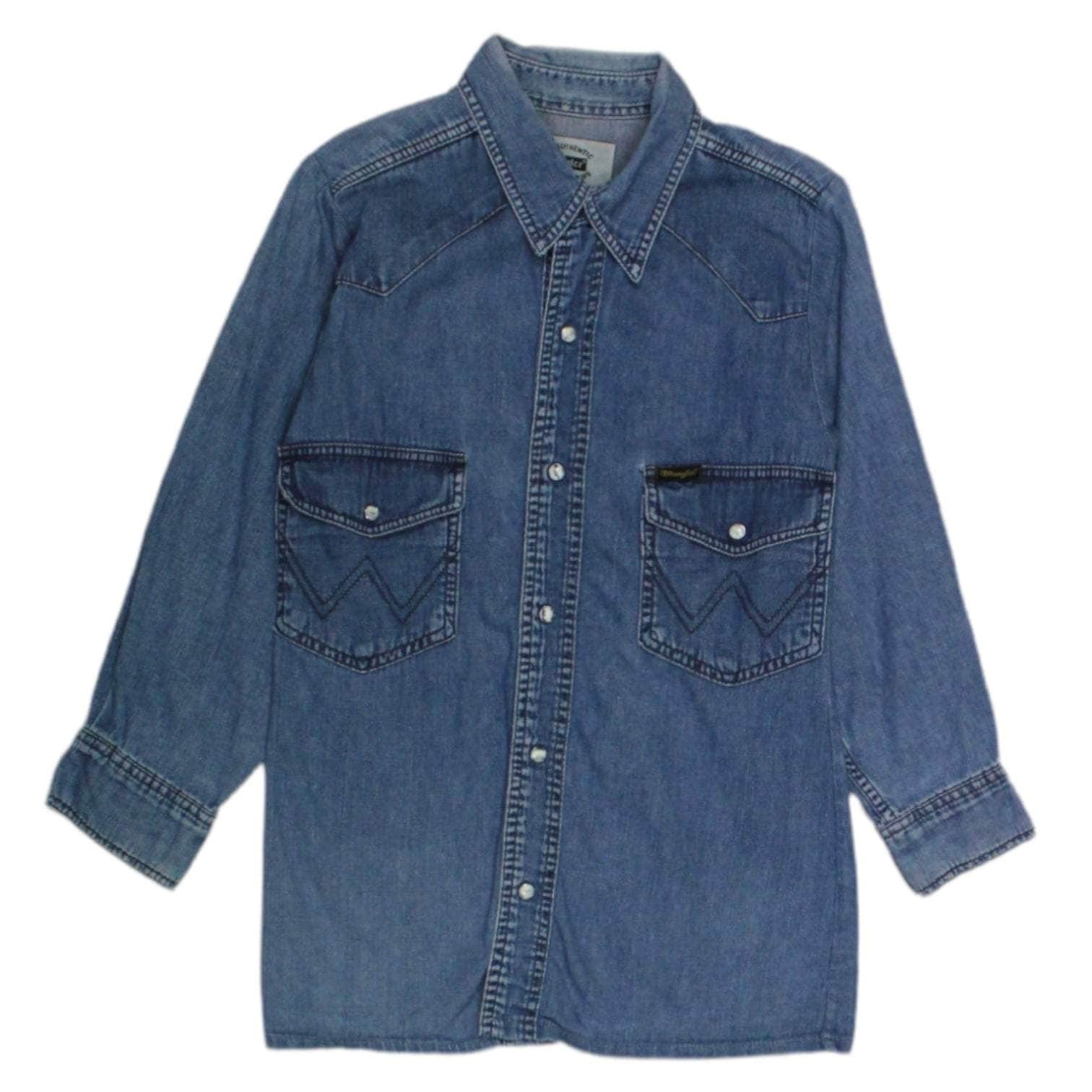 Wrangler Blue Denim Western Style Shirt