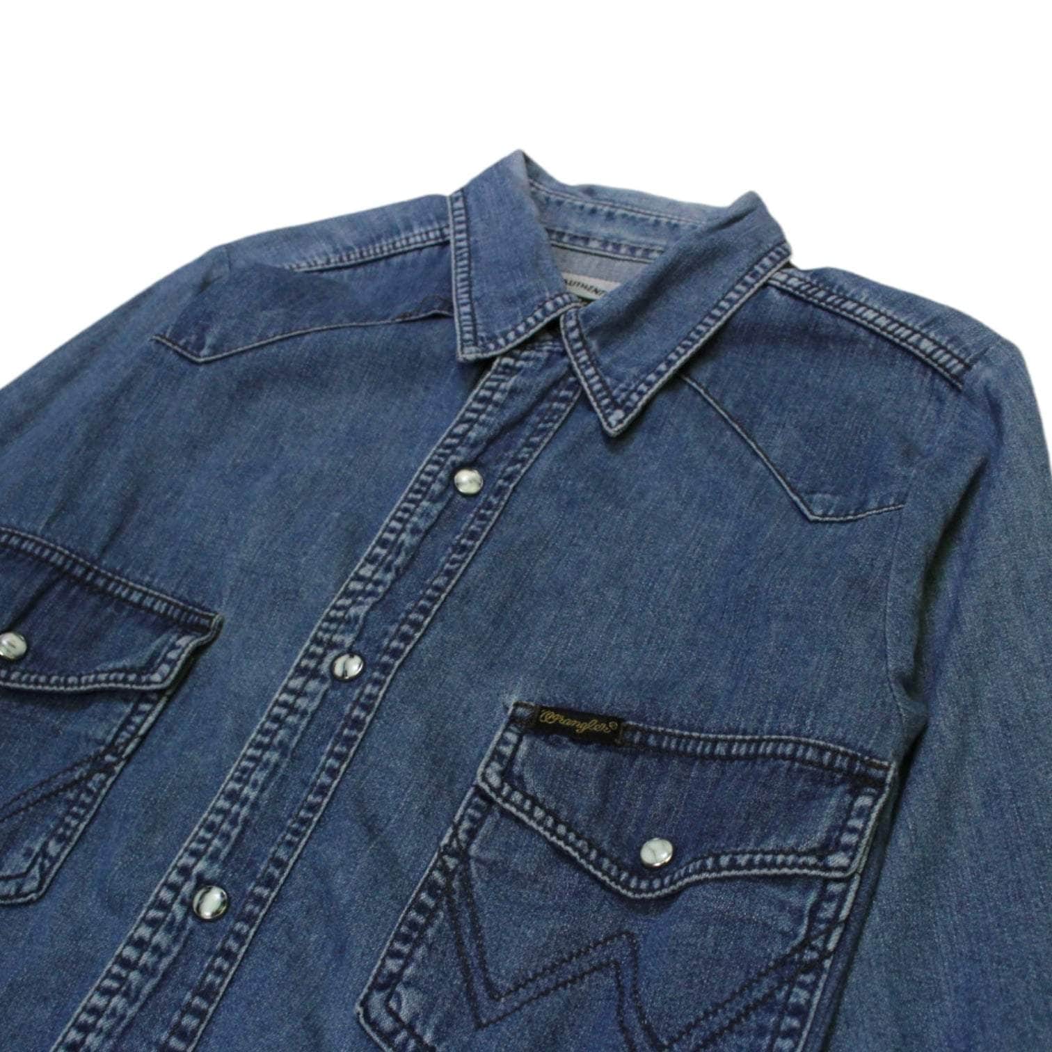 Wrangler Blue Denim Western Style Shirt