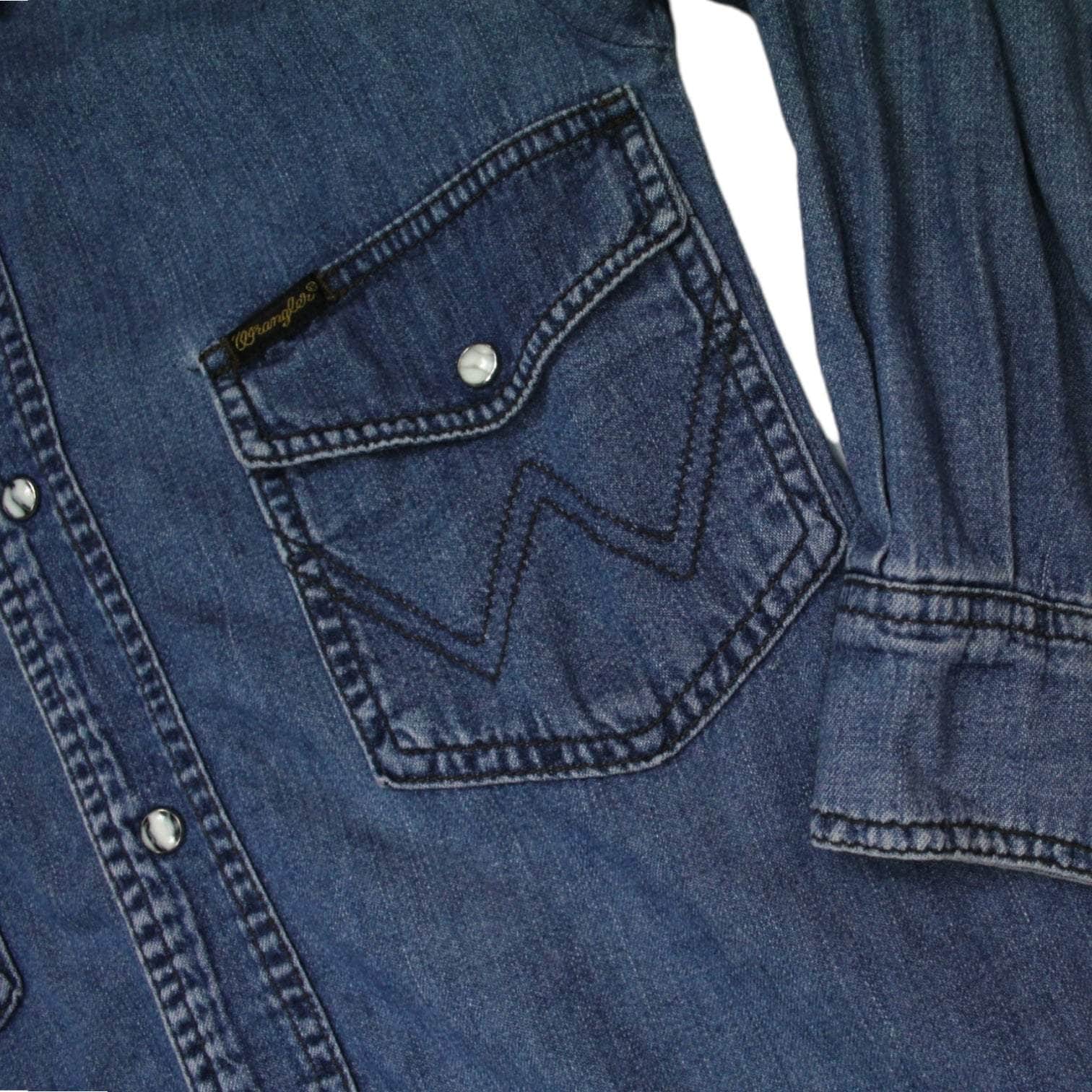 Wrangler Blue Denim Western Style Shirt