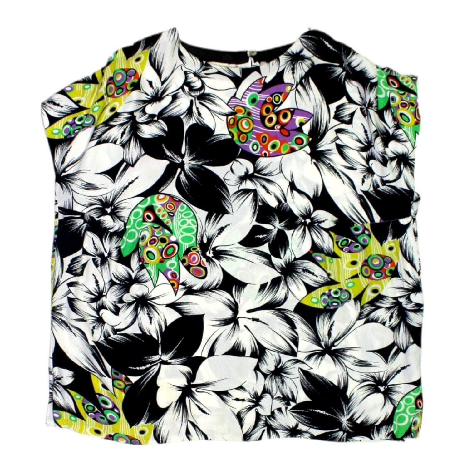 Vintage Black Floral & Pop Art Top
