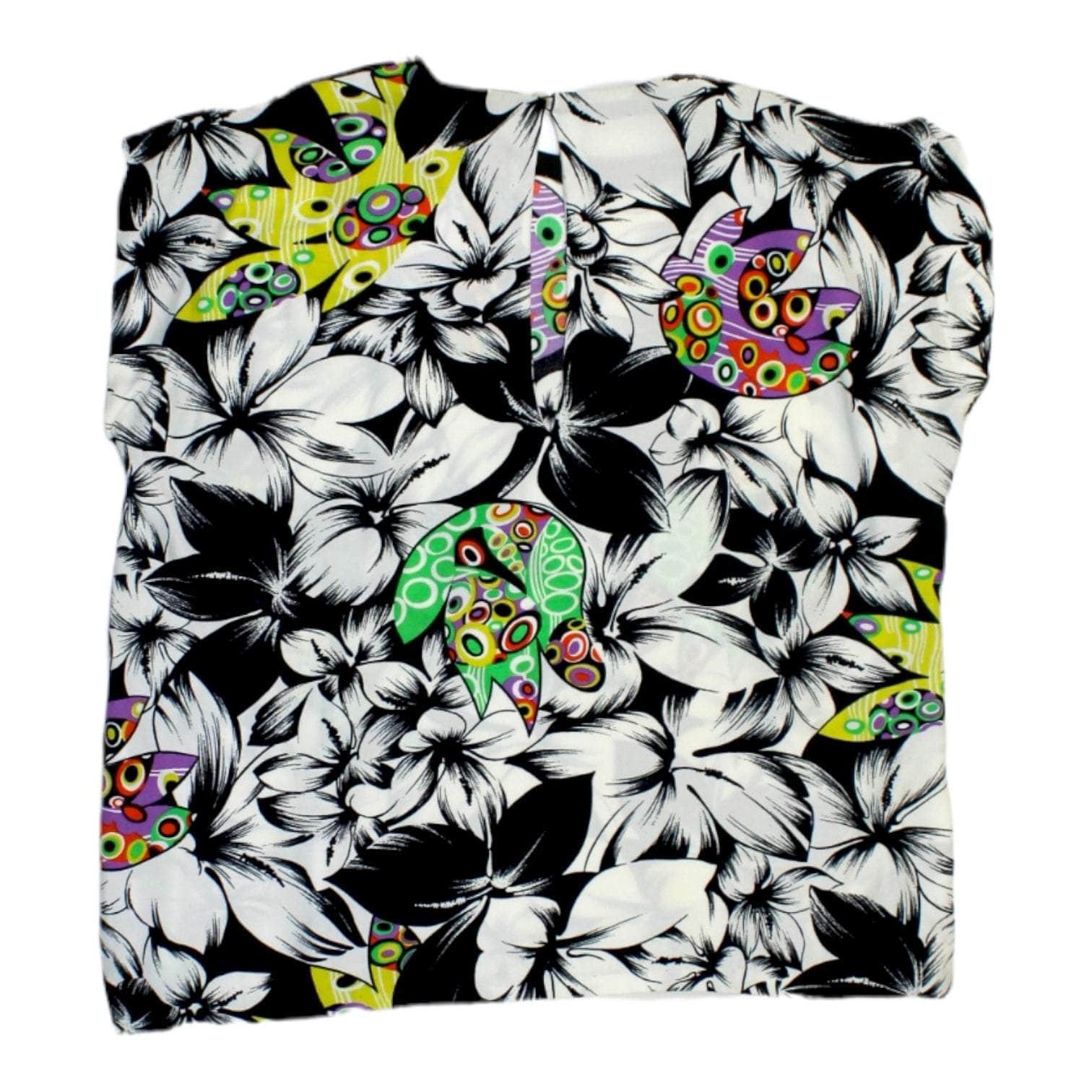Vintage Black Floral & Pop Art Top