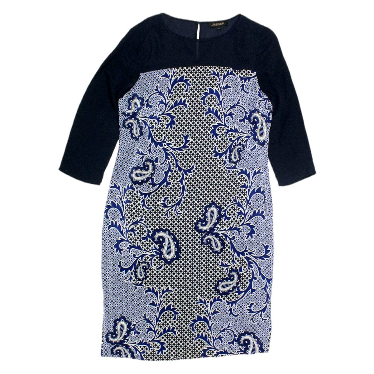 Jaeger Navy Paisley Silk Dress