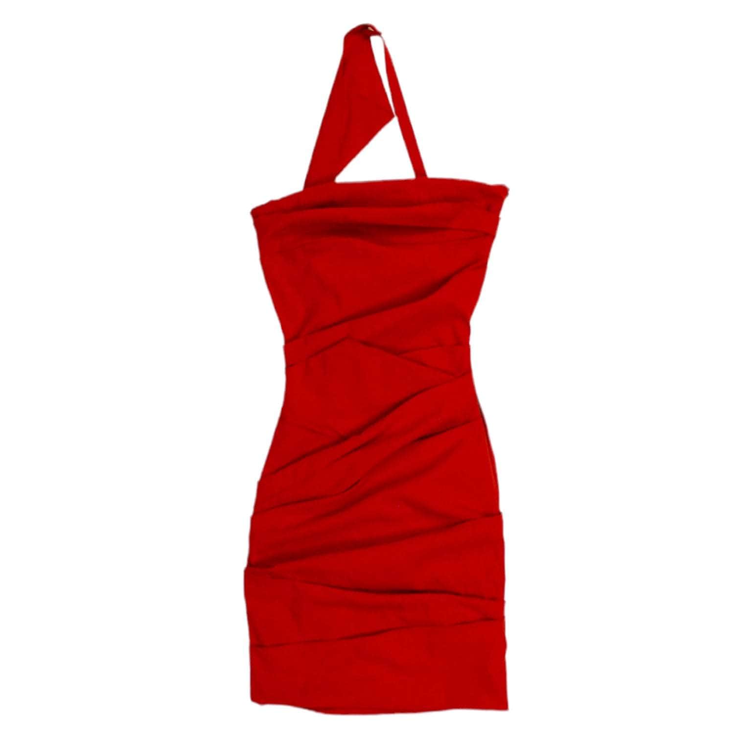 preen by thornton bregazzi red dress Preen By Thornton Bregazzi Red Jersey One Shoulder Bodycon Dress M