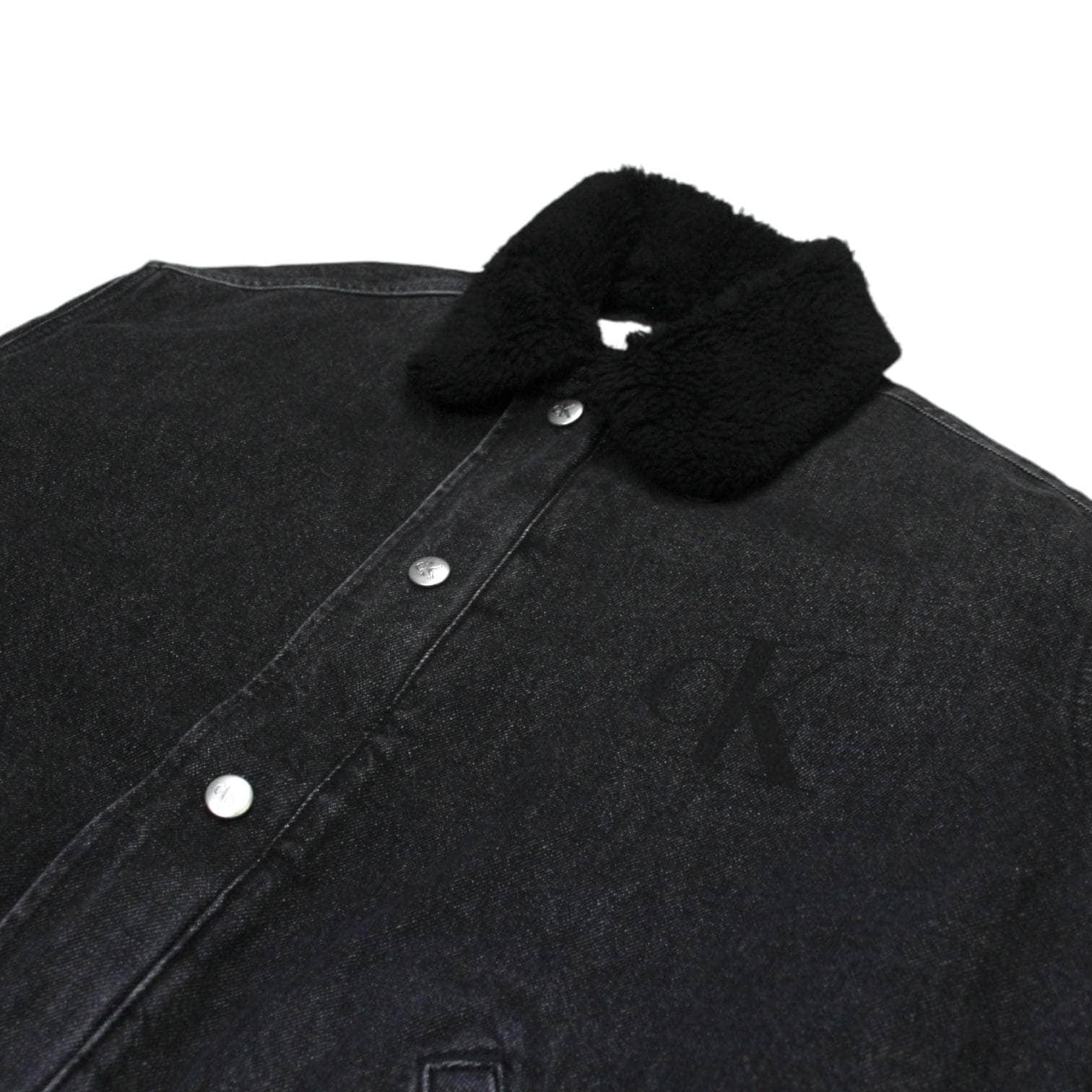 Calvin Klein Black Denim Faux Fur Collar Jacket