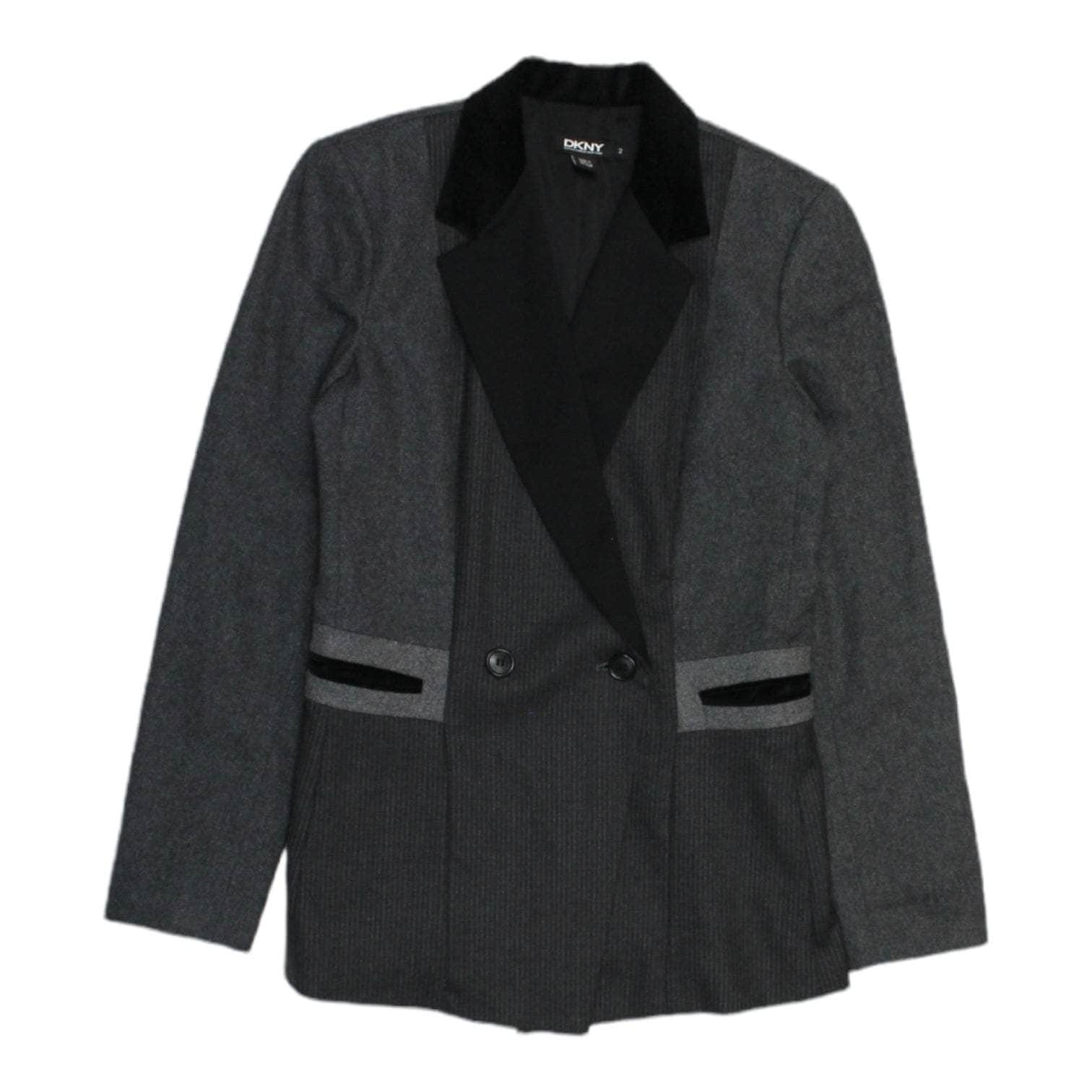 DKNY Grey & Black Multi Fabric Jacket