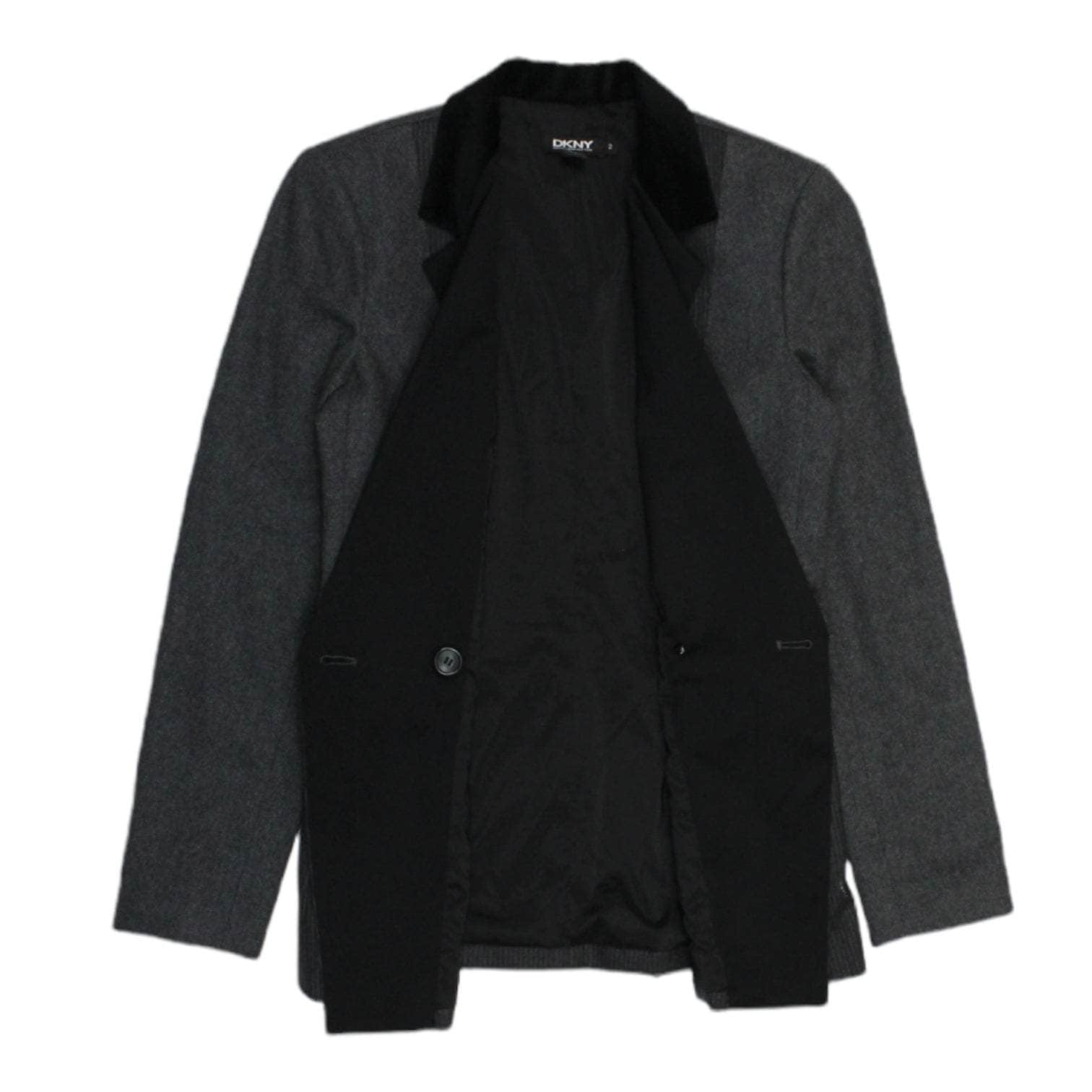 DKNY Grey & Black Multi Fabric Jacket