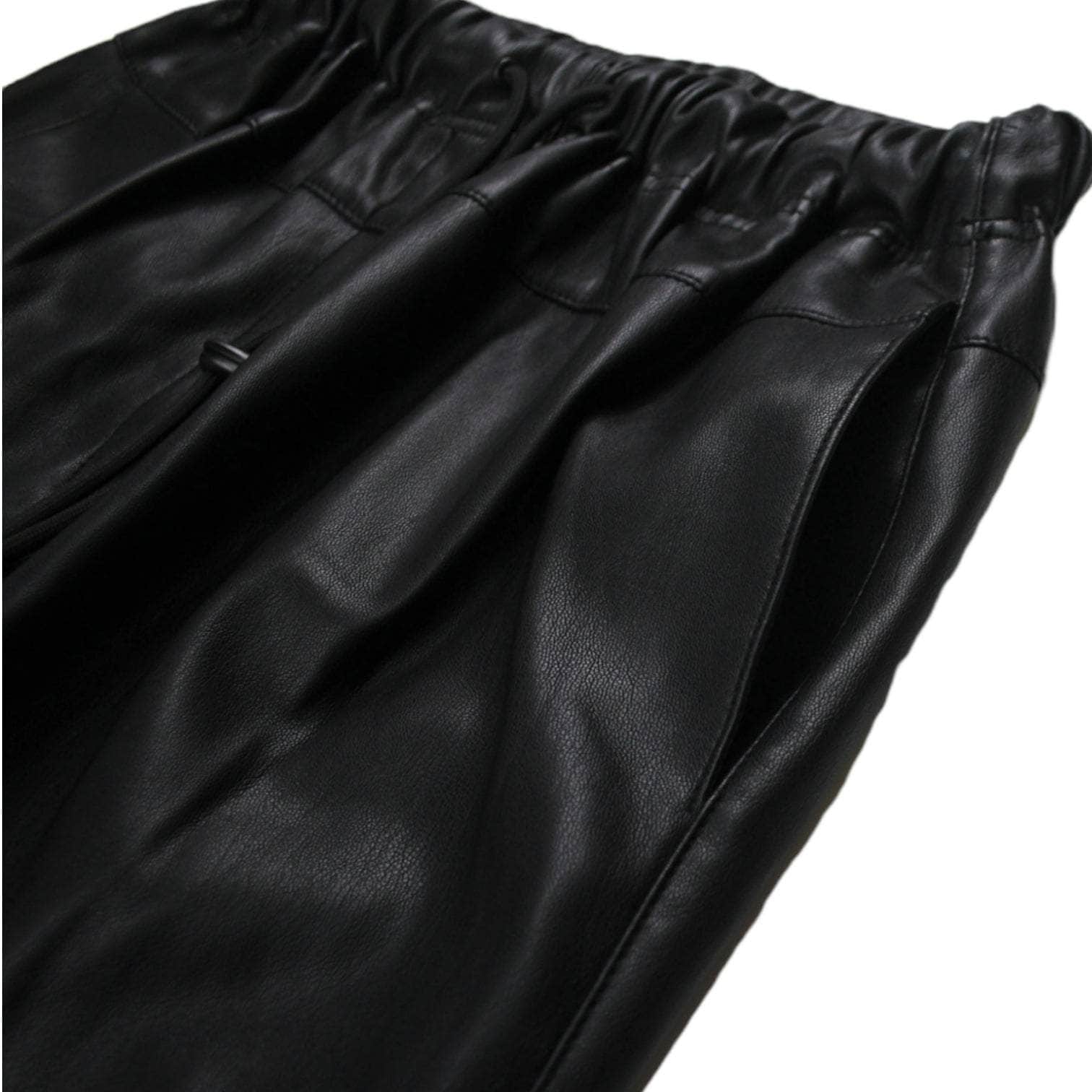 Topshop Black Leather Jogging Bottoms
