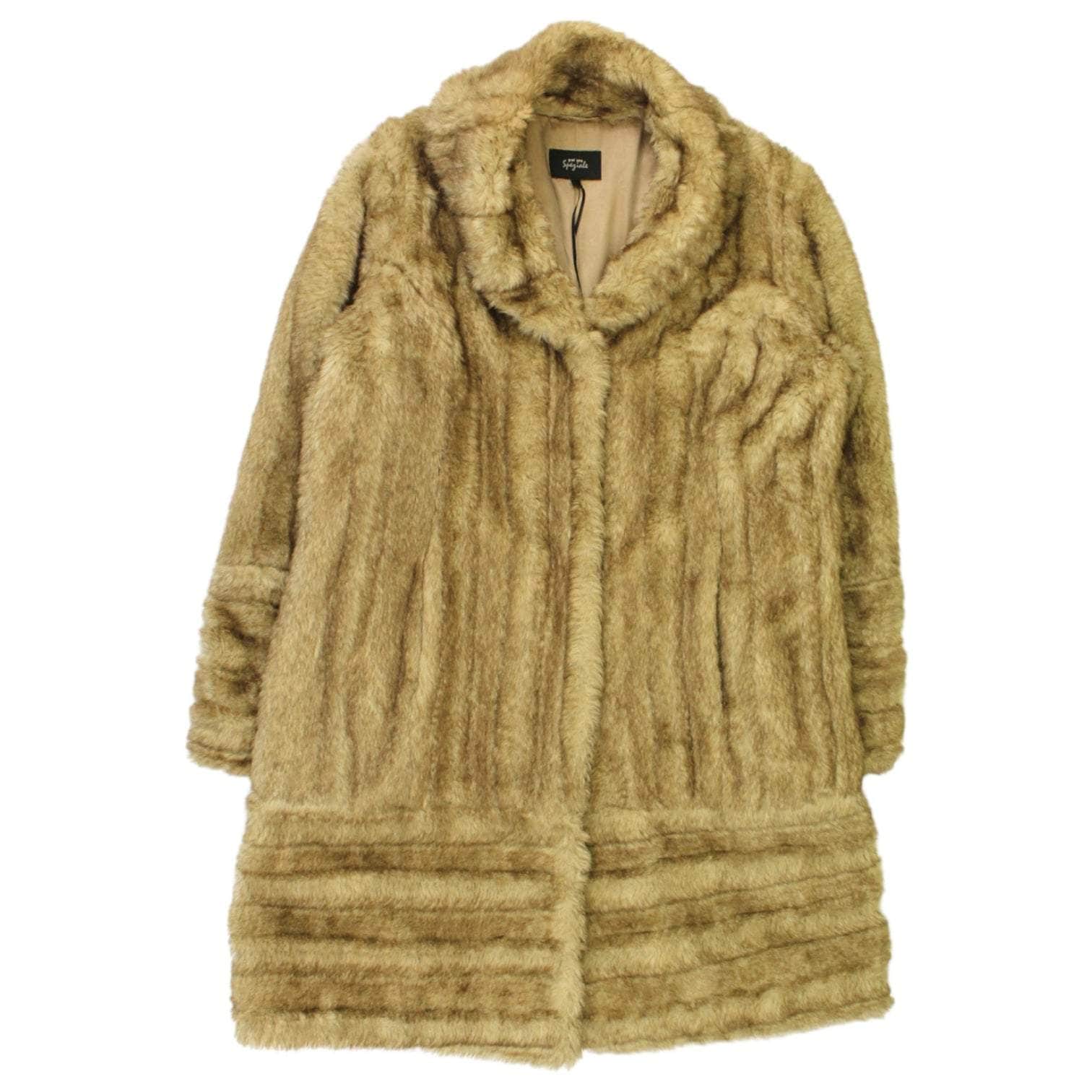 Per Una Brown Cream Faux Fur Coat Shop from Crisis Online