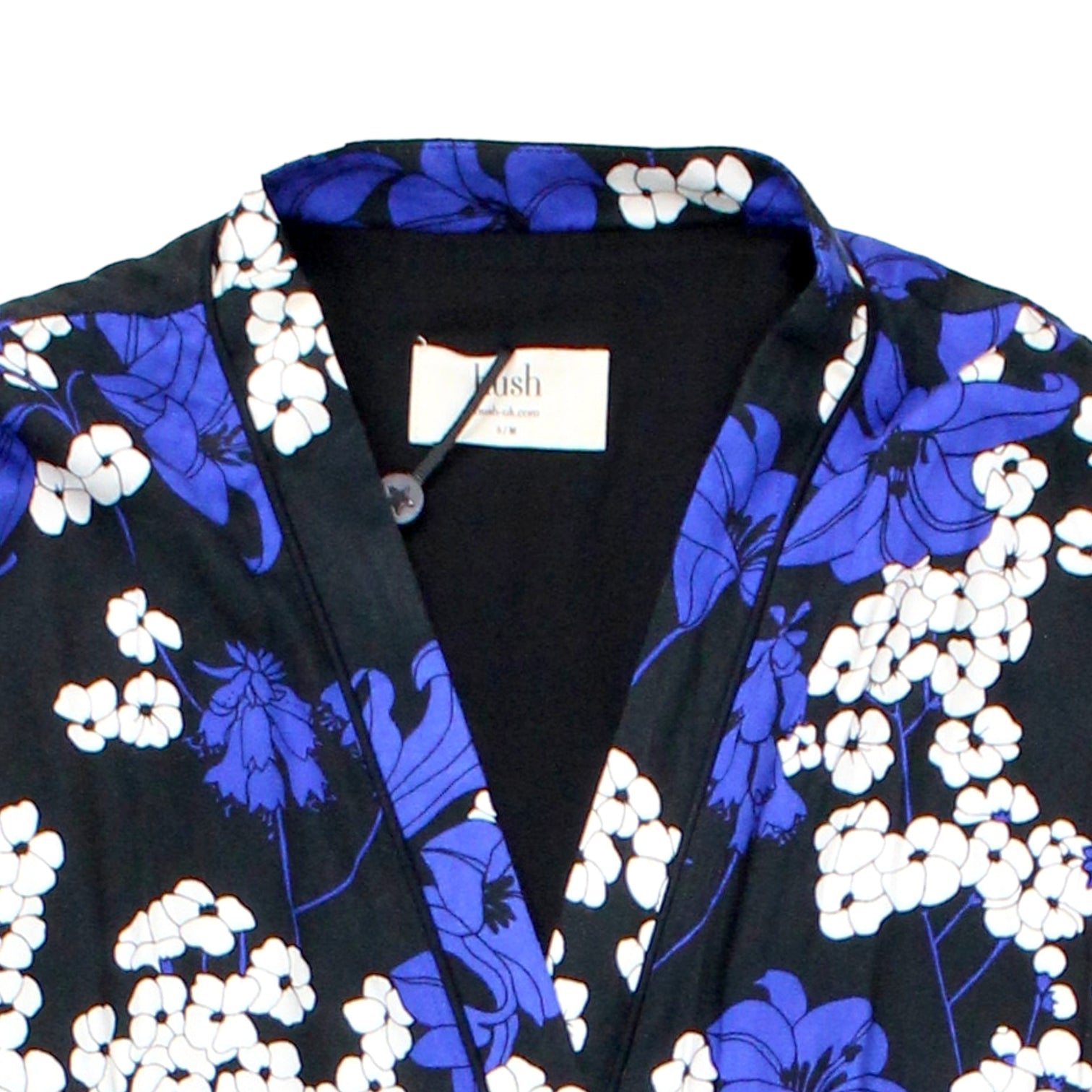 Hush Black Blue Blossom Long Kimono