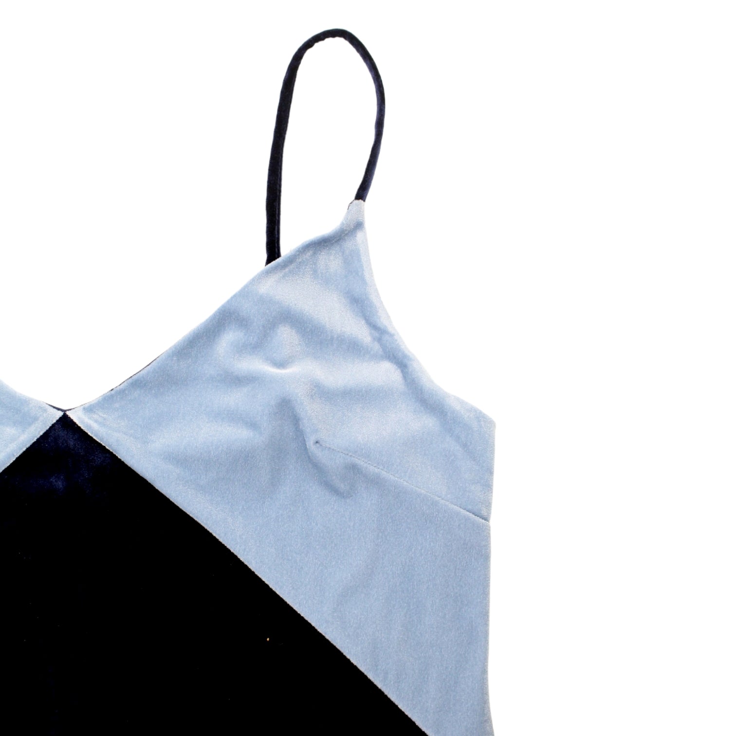 Hush Blue Colourblock Velour Slip Dress