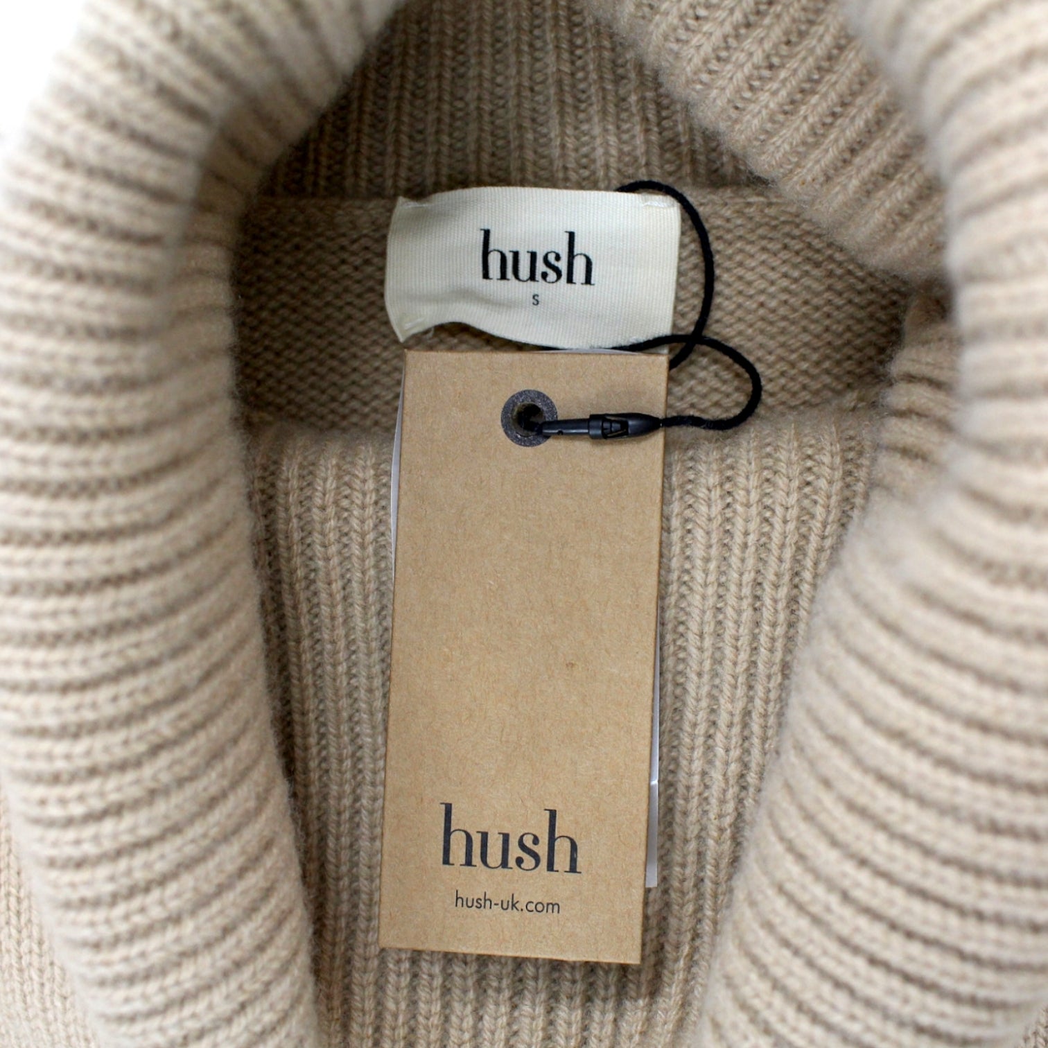 Hush Camel Chunky Cashmere Roll Neck Jumper