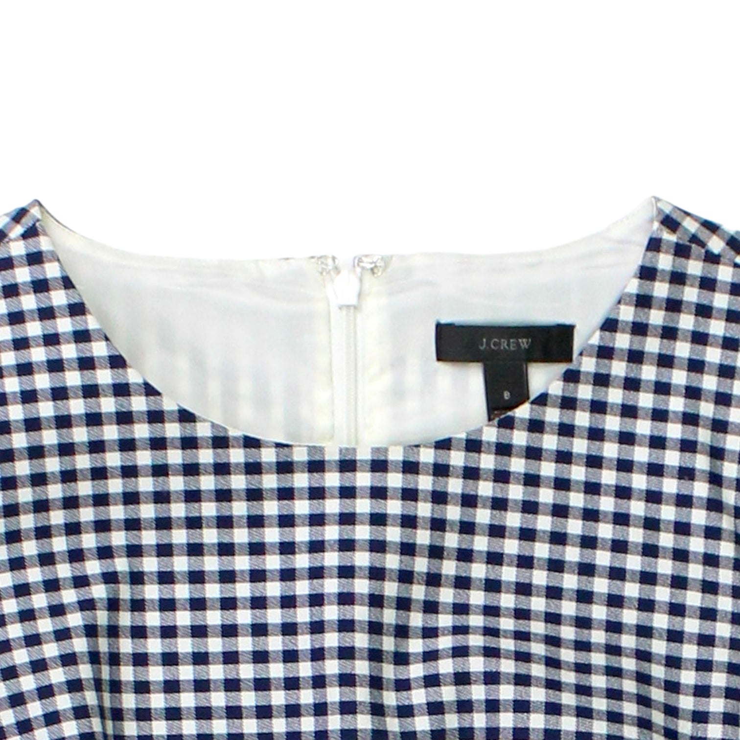 J.Crew Navy Gingham Fitted Midi Dress