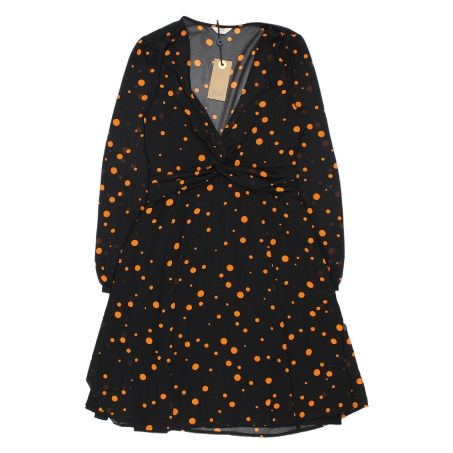 Hush Black/Orange Sun Twist Front Dress
