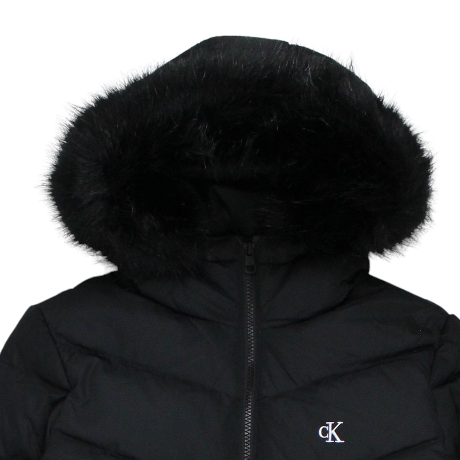 Calvin Klein Black Chevron Quilted Coat