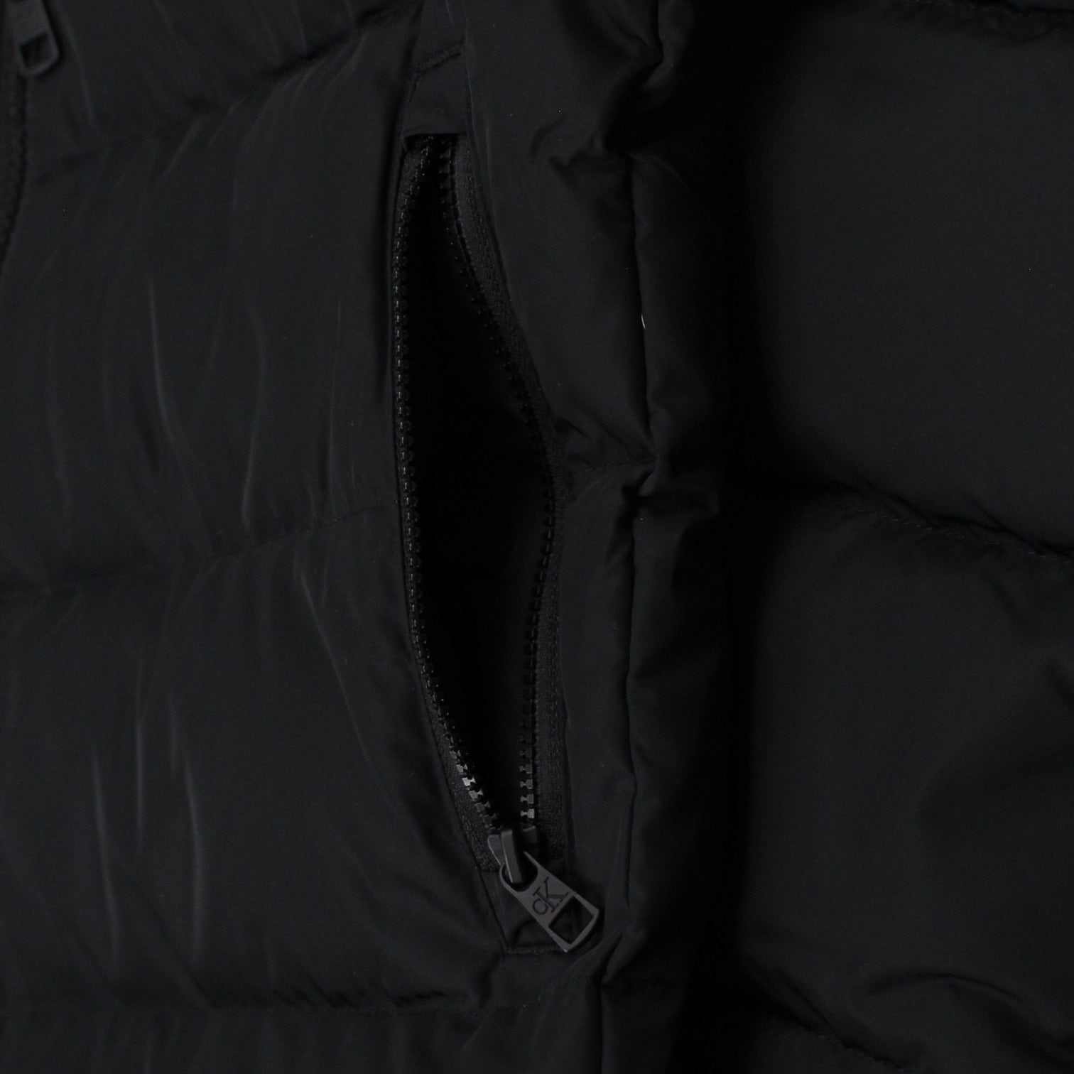 Calvin Klein Black Chevron Quilted Coat