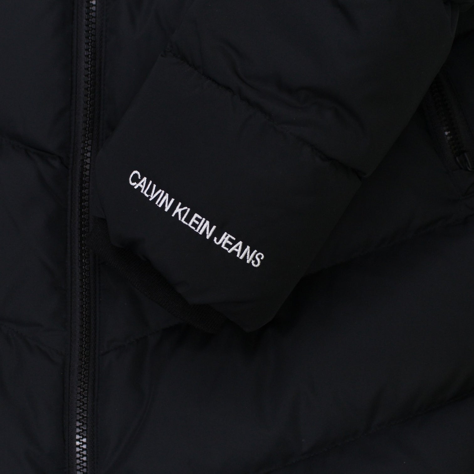 Calvin Klein Black Chevron Quilted Coat