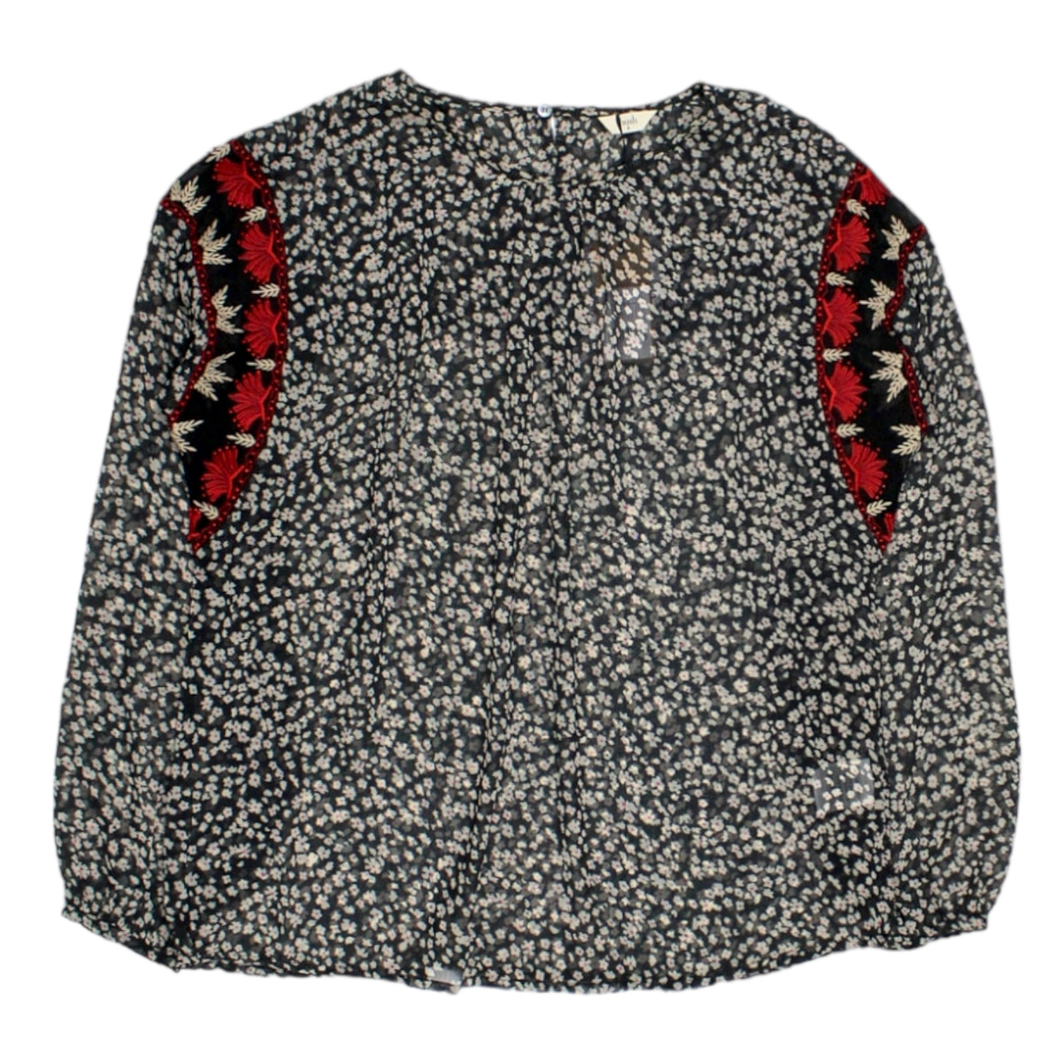 Hush Black Daisy Embroidered Top