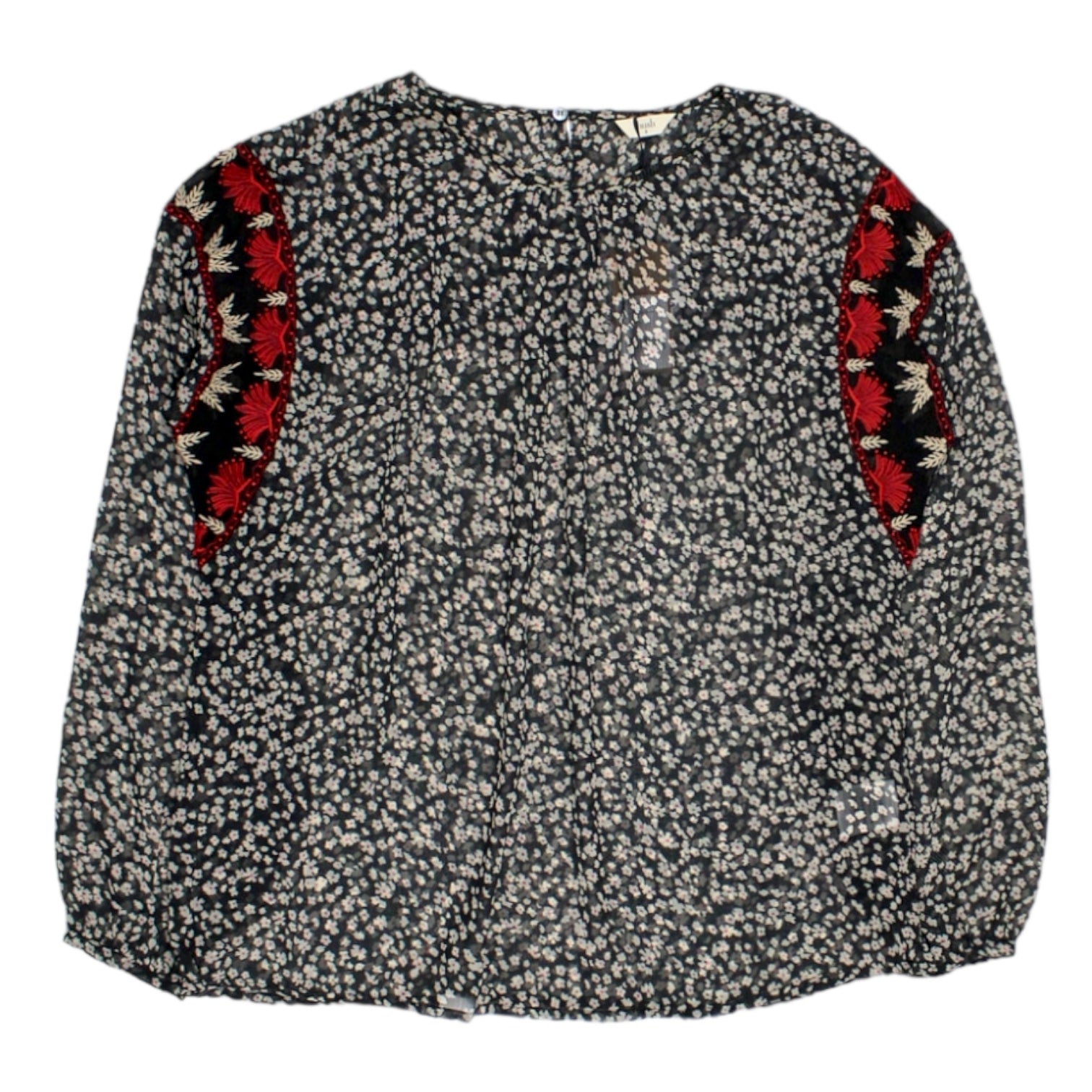 Hush Black Daisy Embroidered Top