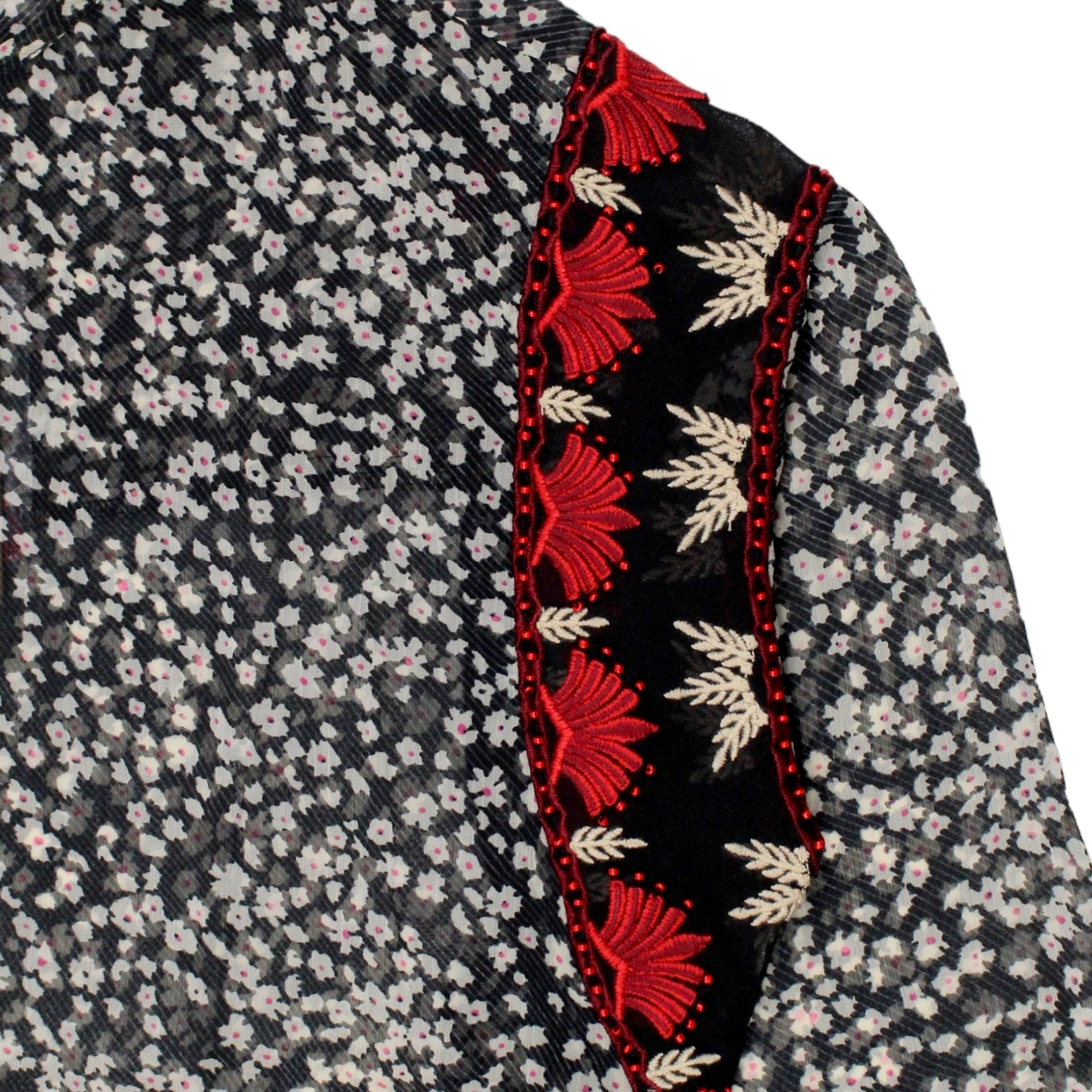 Hush Black Daisy Embroidered Top