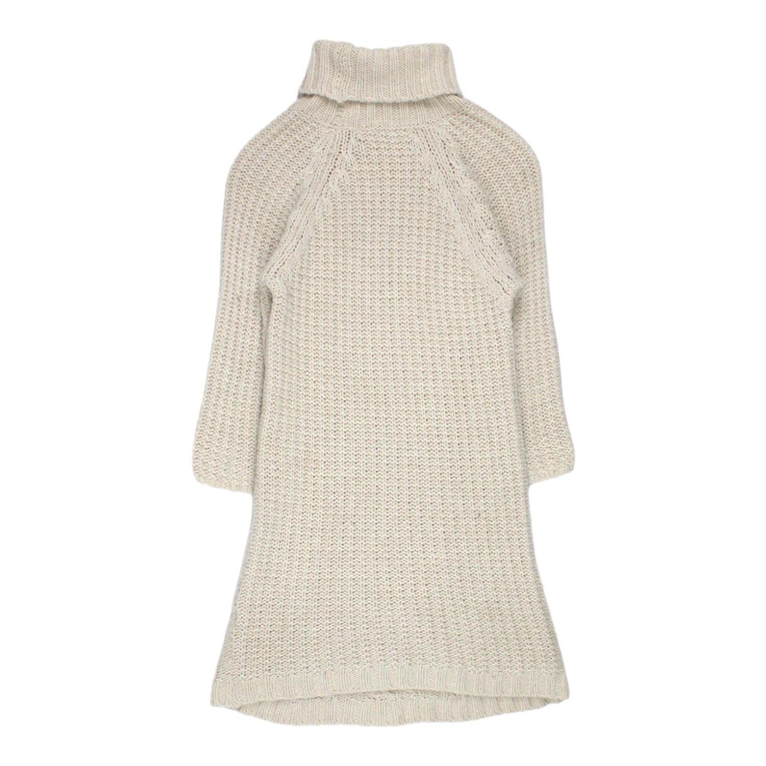 Zara Cream Knitted Polo Neck Cable Dress