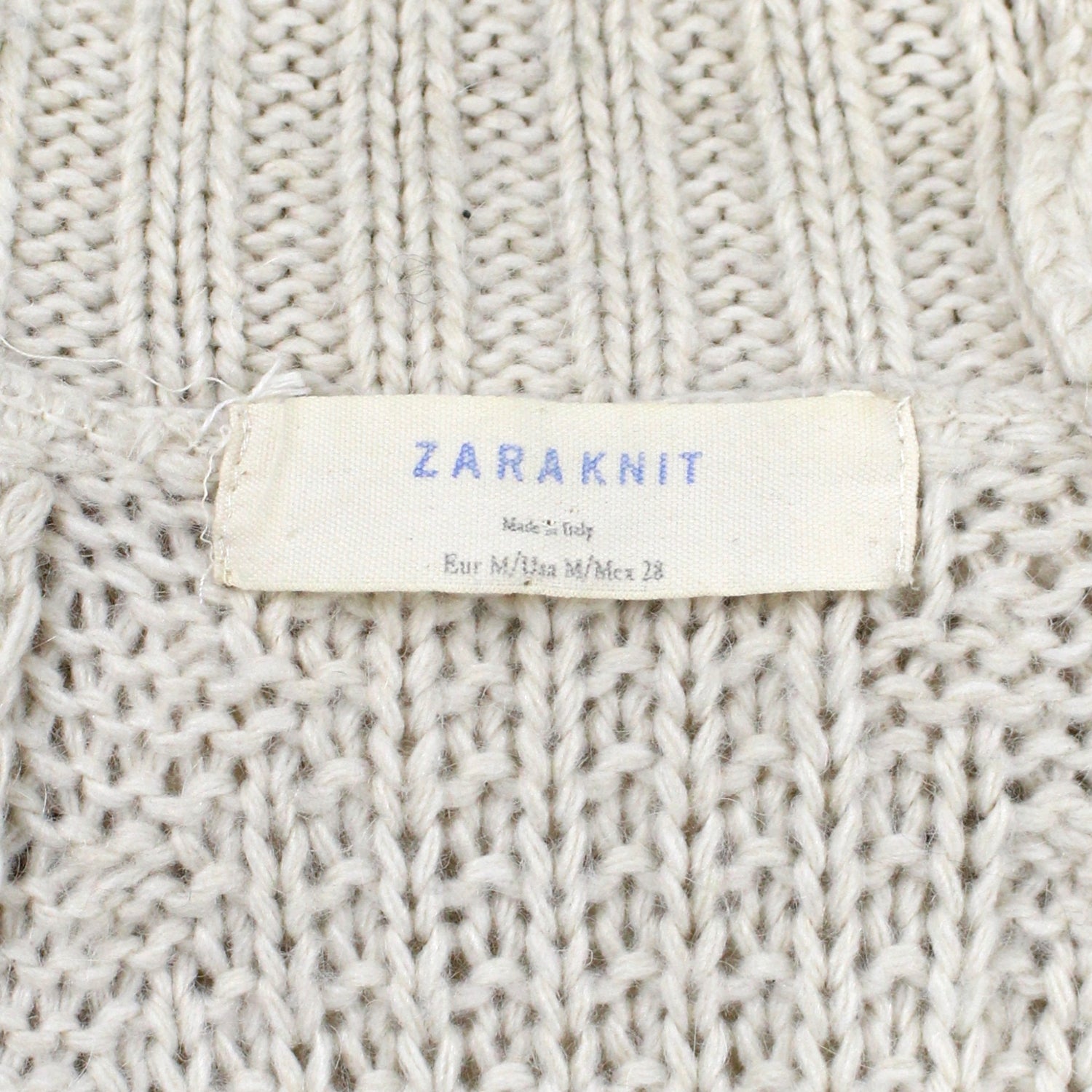 Zara Cream Knitted Polo Neck Cable Dress