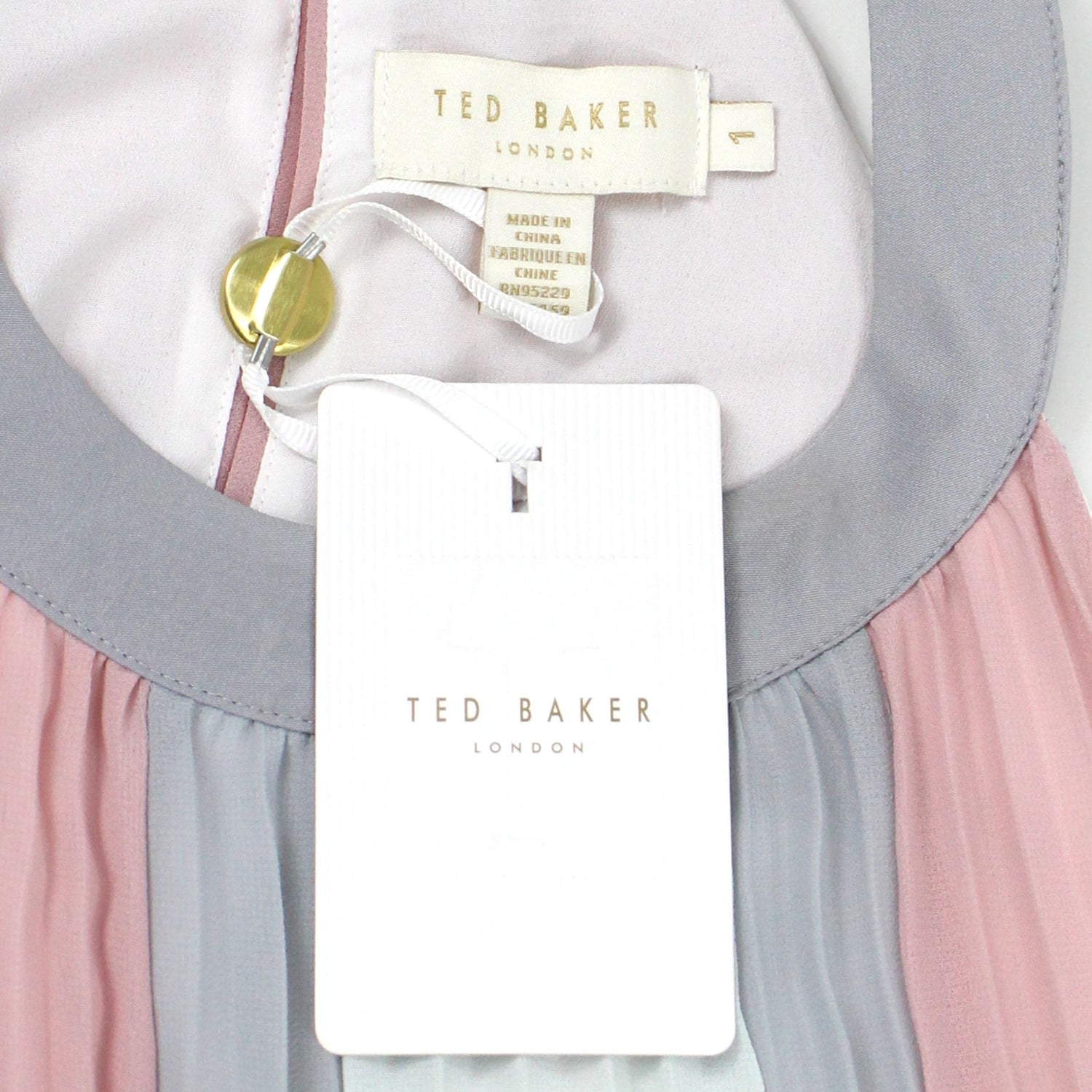 Ted Baker Pink Contrast Panelling Pleated Dress