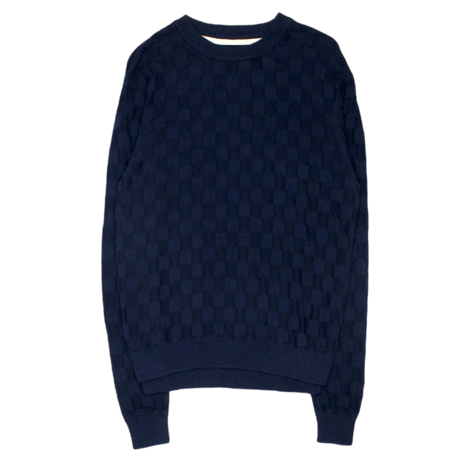 Hymn Navy Chequerboard Knit Jumper | Shop from Crisis Online