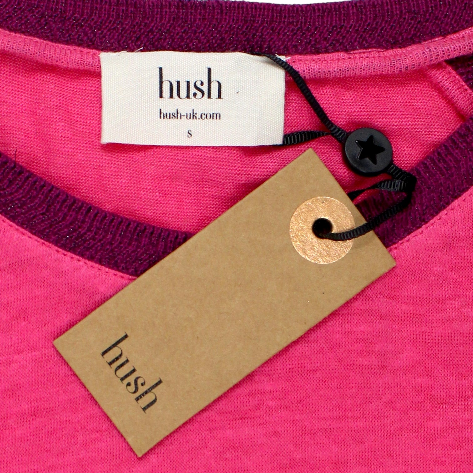 Hush Pink/Beaujolais Contrast Trim Linen Tee