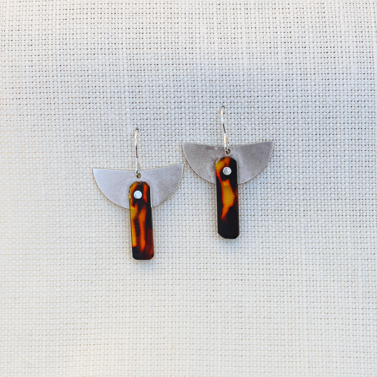 Cornish Silver and Tortoiseshell Earrings By Pivot