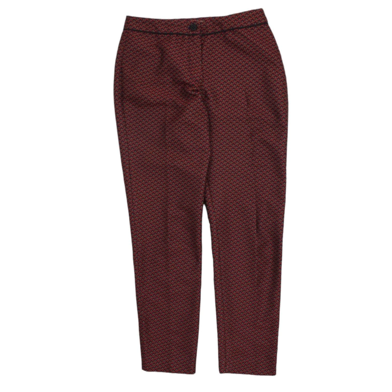 Jigsaw Red Patterned Cigarette Trousers UK 8