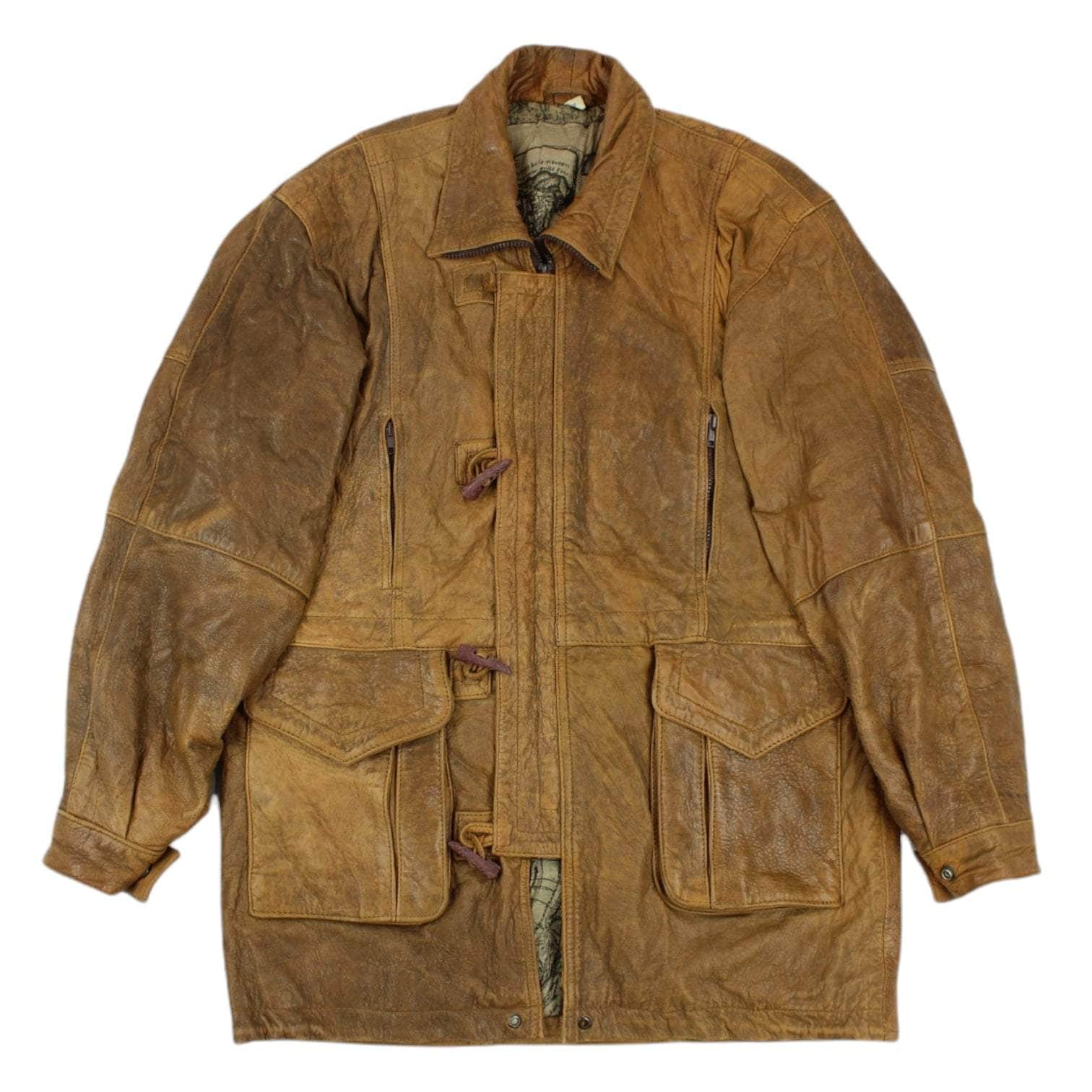 Vintage Tan Leather Overcoat