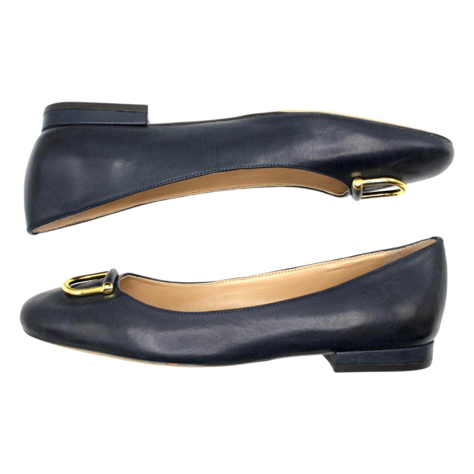 Navy leather 2024 flats ladies