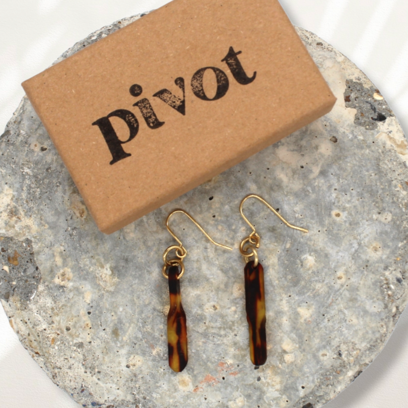Tortoiseshell Twist Acetate Earrings By Pivot