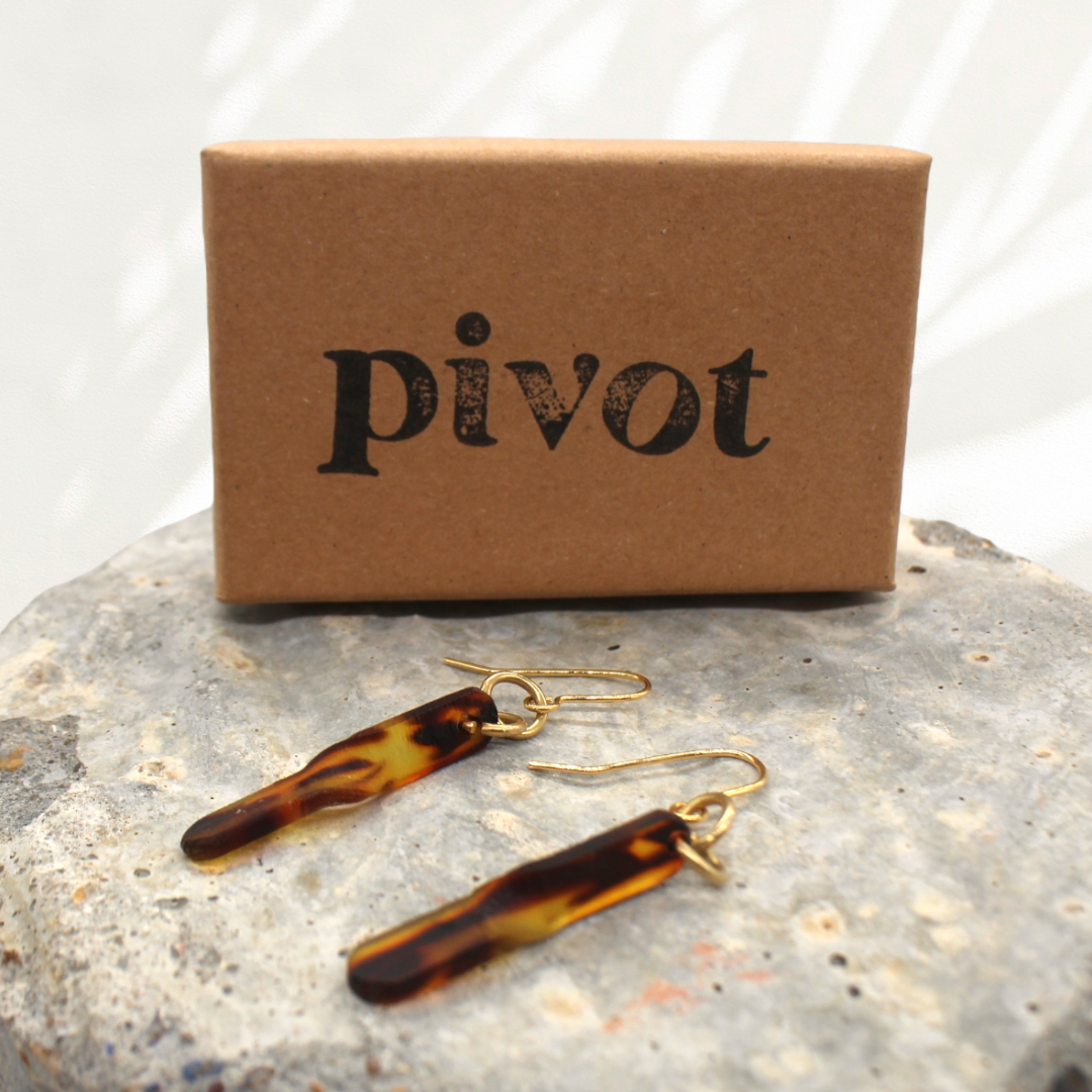 Tortoiseshell Twist Acetate Earrings By Pivot