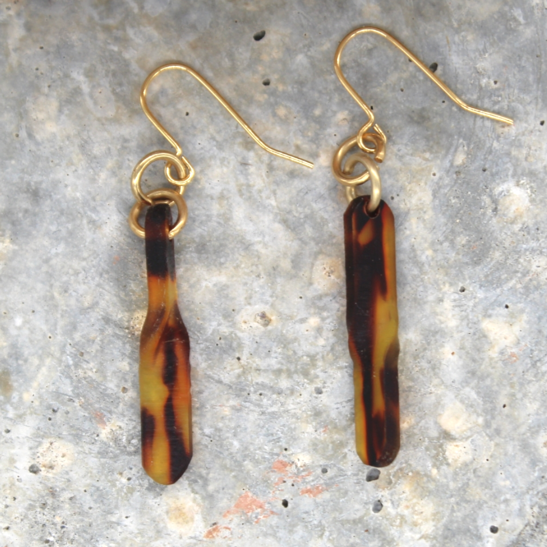 Tortoiseshell Twist Acetate Earrings By Pivot