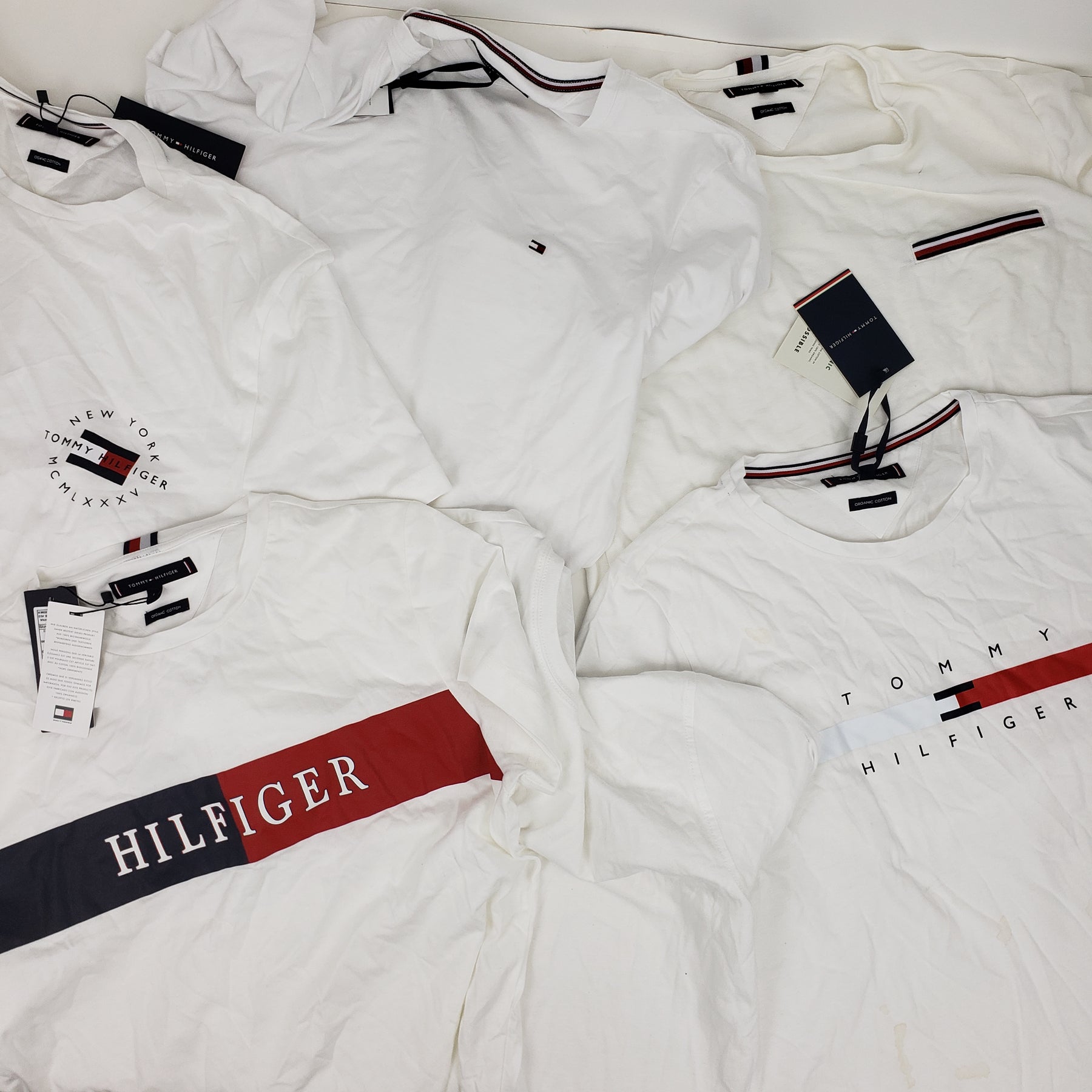 x8 Men's Mixed Tommy Hilfiger White T-shirt & Polo Shirt Bundle